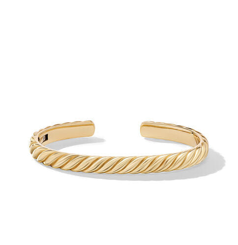 David Yurman Sculpted Cable Cuff Bracelet in 18K Yellow Gold, Size Medium