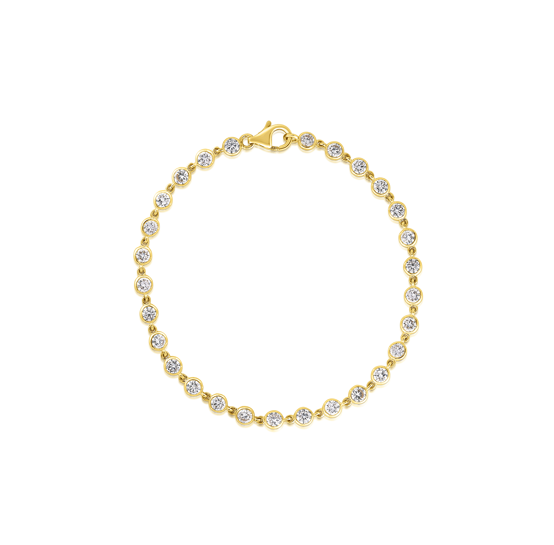 Sabel Collection Yellow Gold Round Diamond Bezel Set Tennis Bracelet