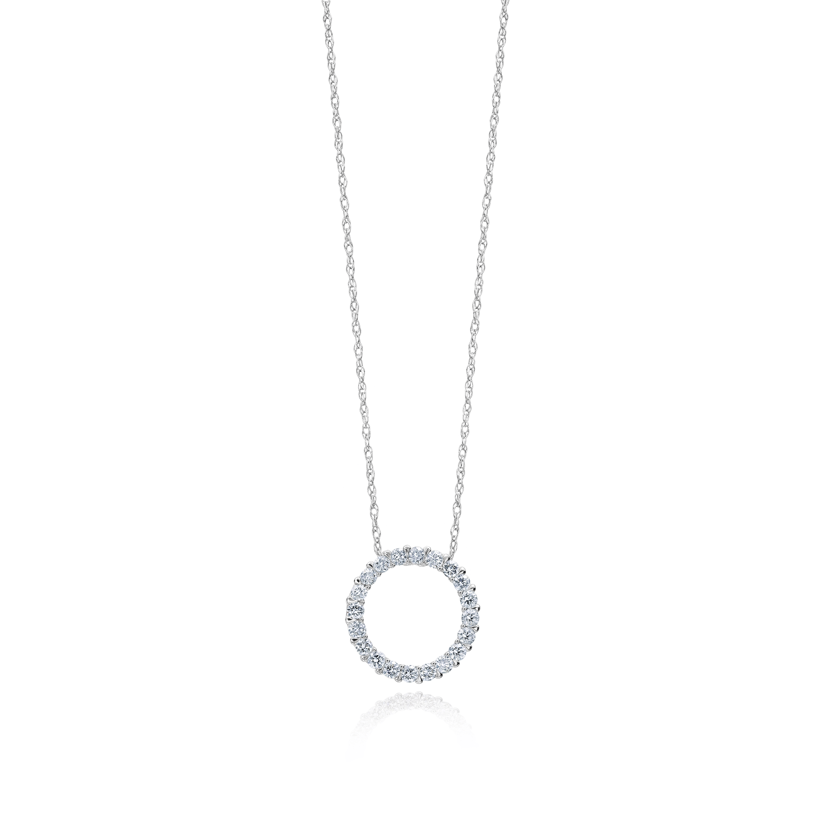 Sabel Collection White Gold Round Diamond Circle Necklace