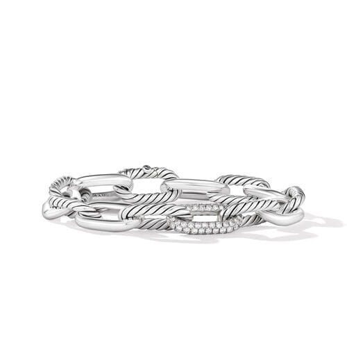 David Yurman DY Madison Chain Bracelet in Sterling Silver with Diamonds, Size Medium