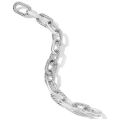 David Yurman DY Madison Chain Bracelet in Sterling Silver with Diamonds, Size Medium