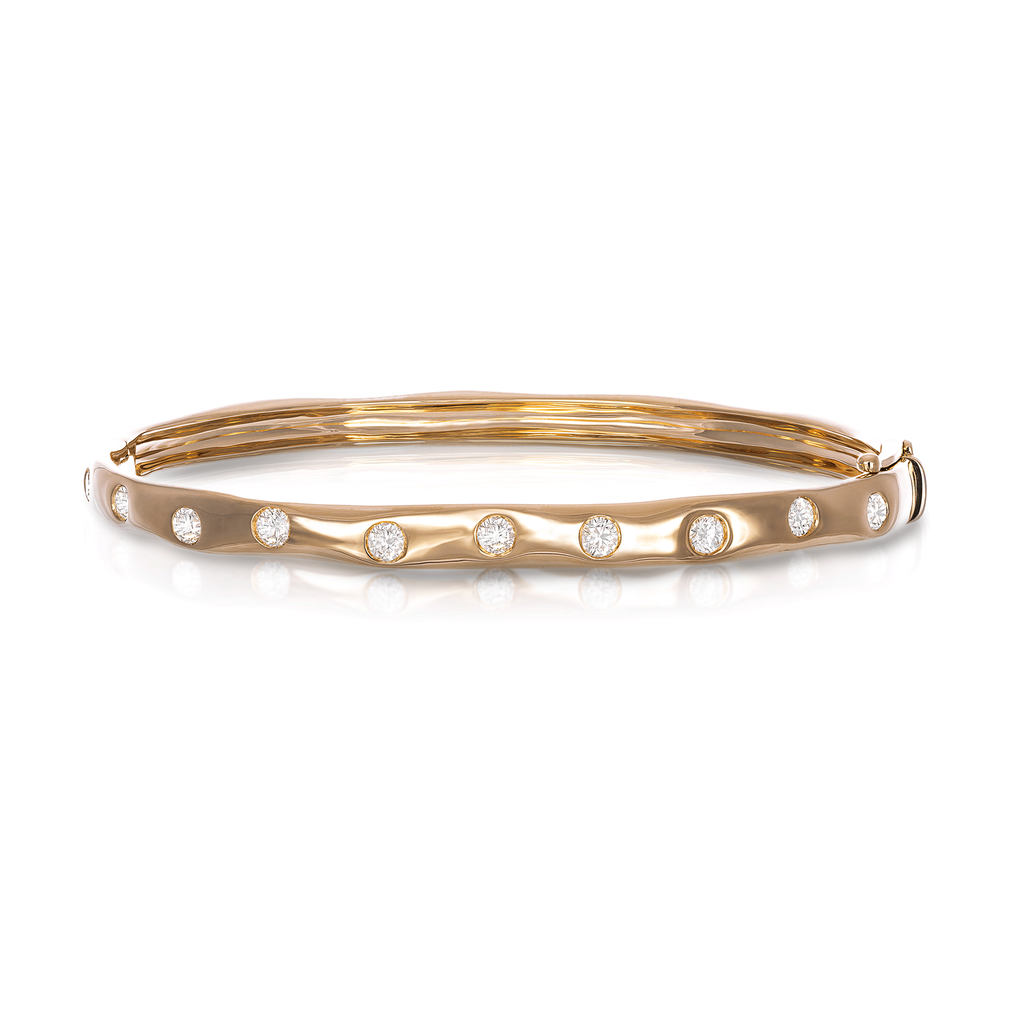 Sabel Collection Yellow Gold Round Diamond Bangle