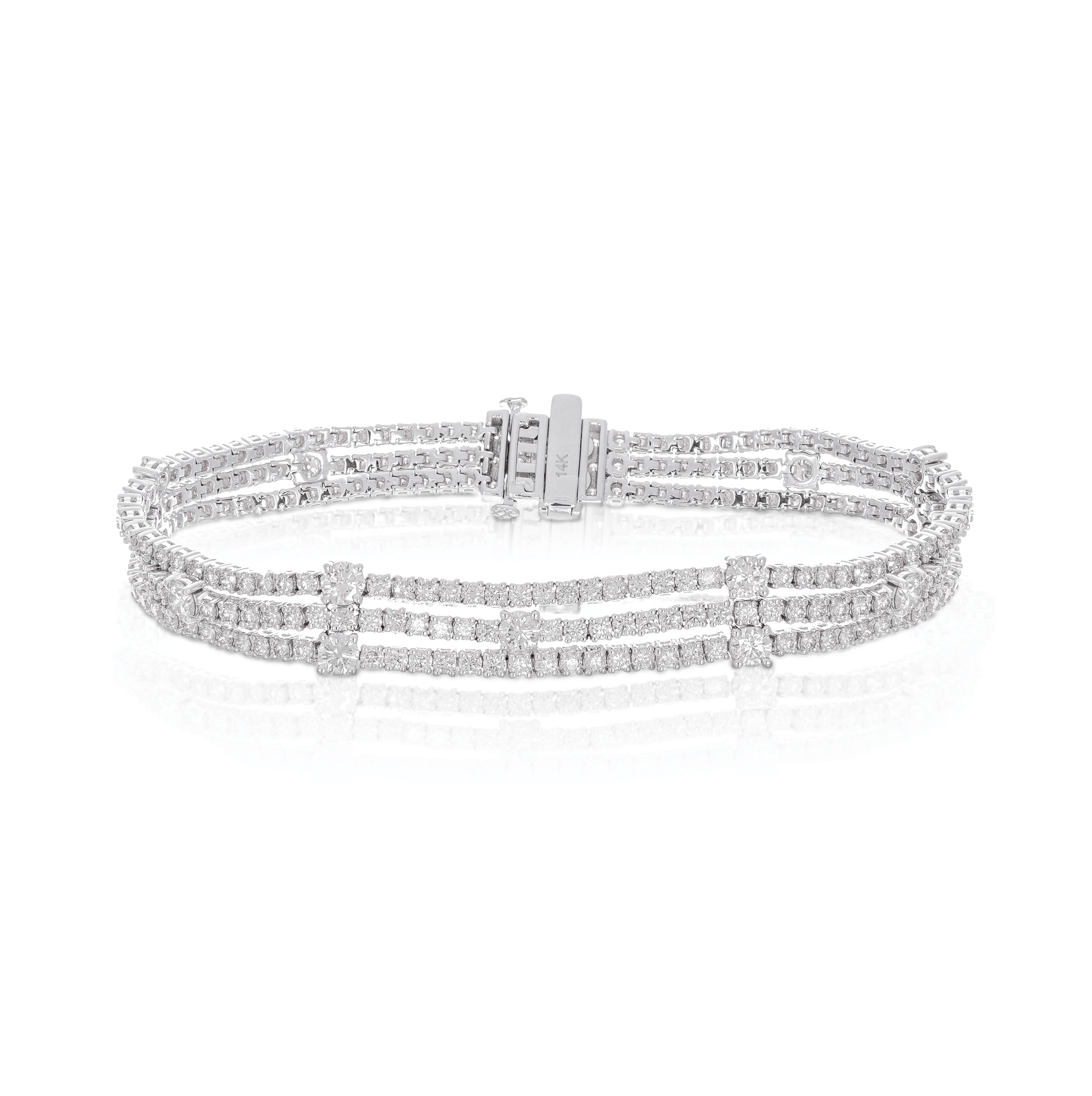 Sabel Collection White Gold 3 Row Tennis Bracelet