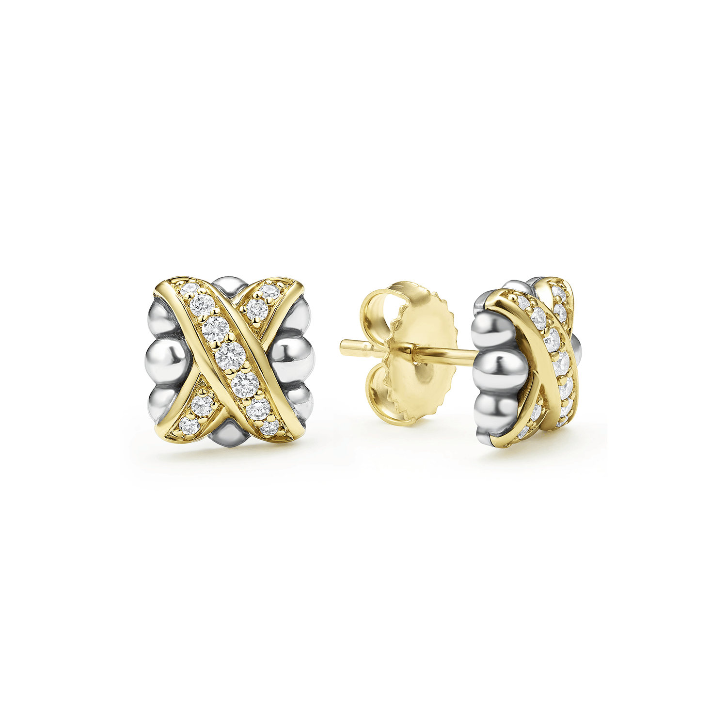 LAGOS Embrace Two-Tone X Diamond Stud Earrings