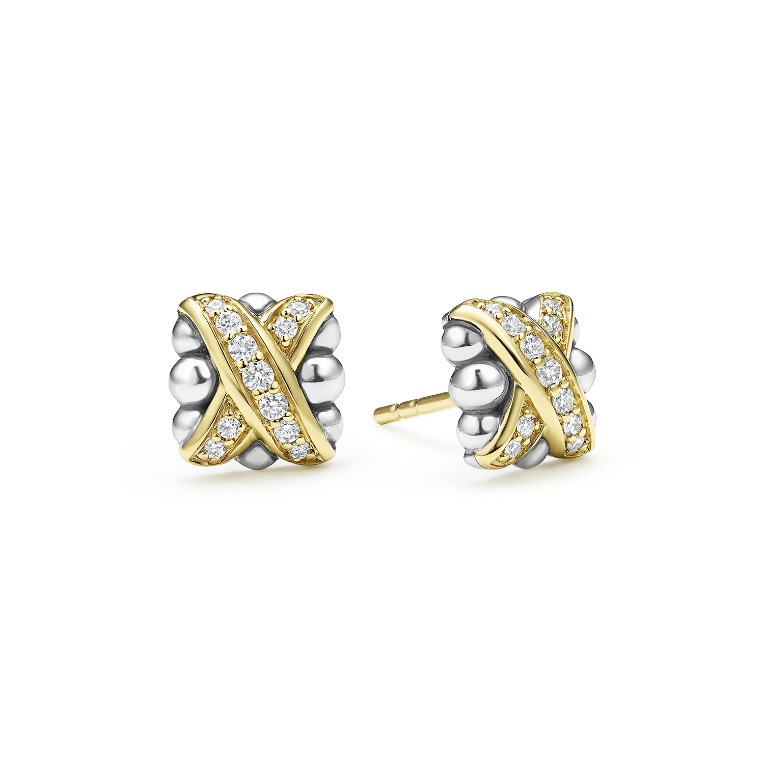 LAGOS Embrace Two-Tone X Diamond Stud Earrings
