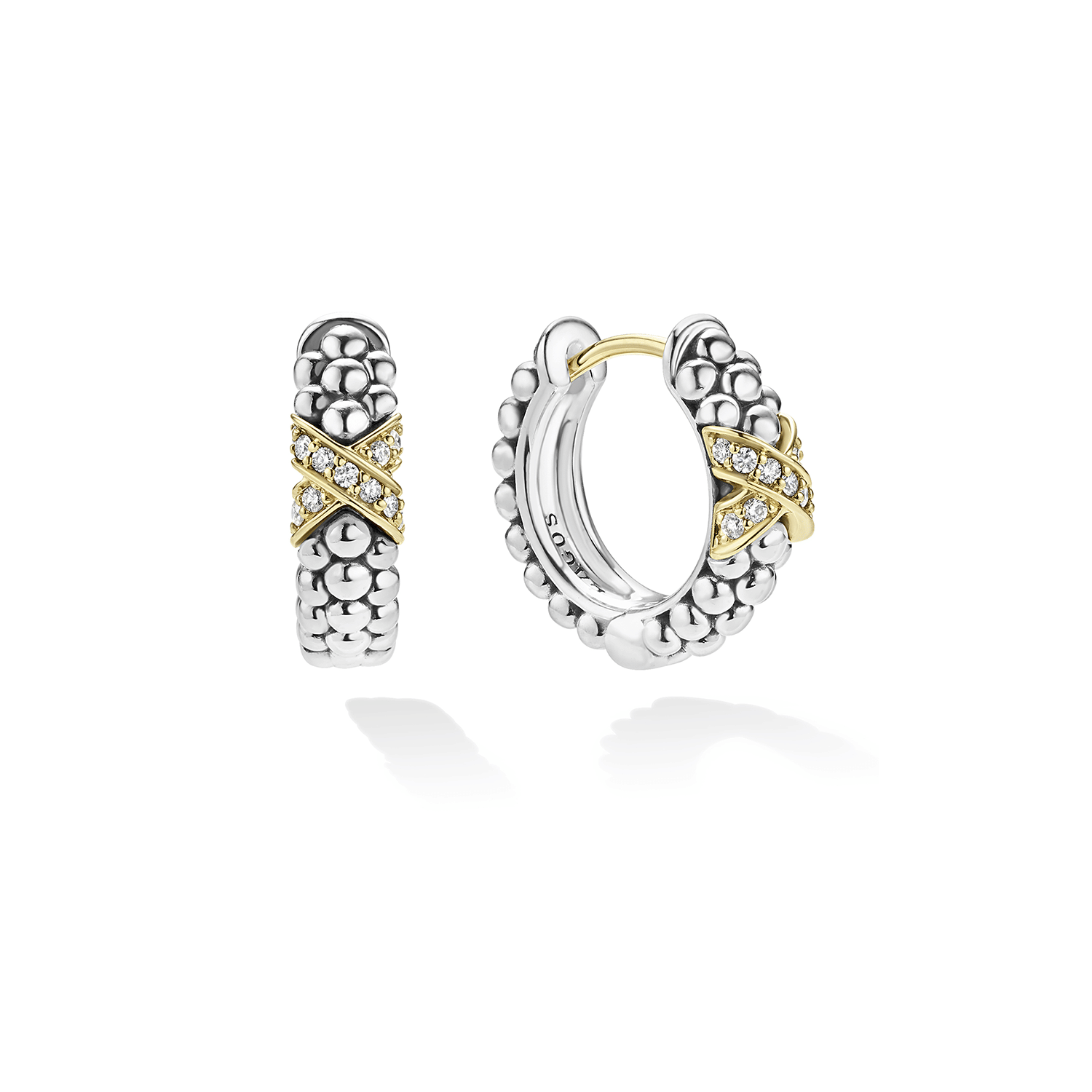 LAGOS Embrace Two-Tone Diamond Huggie Earrings