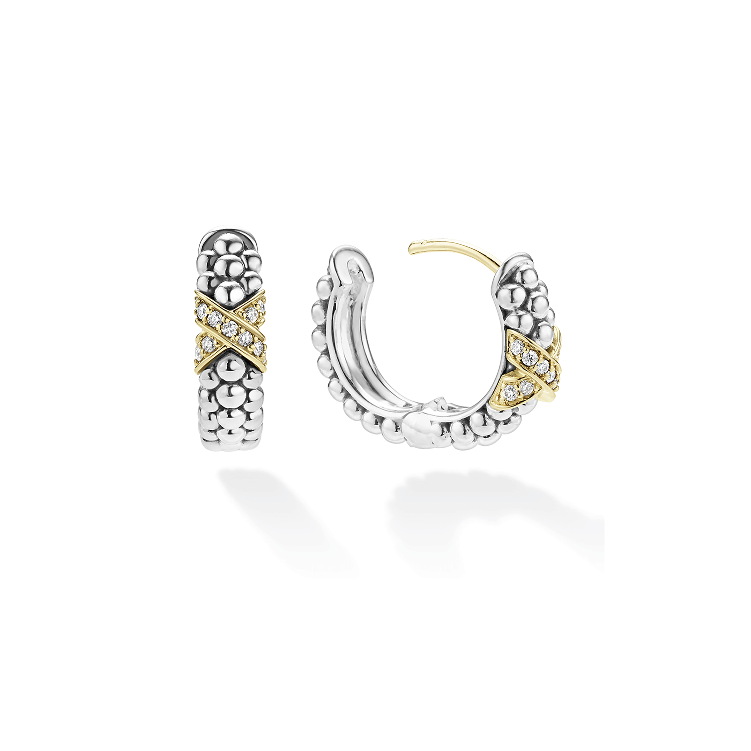 LAGOS Embrace Two-Tone Diamond Huggie Earrings