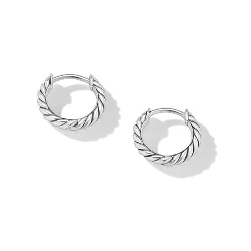 David Yurman Sculpted Cable Huggie Hoop Earrings in Sterling Silver