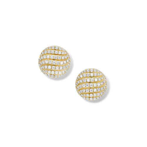David Yurman Sculpted Cable Stud Earrings in 18K Yellow Gold with Diamonds