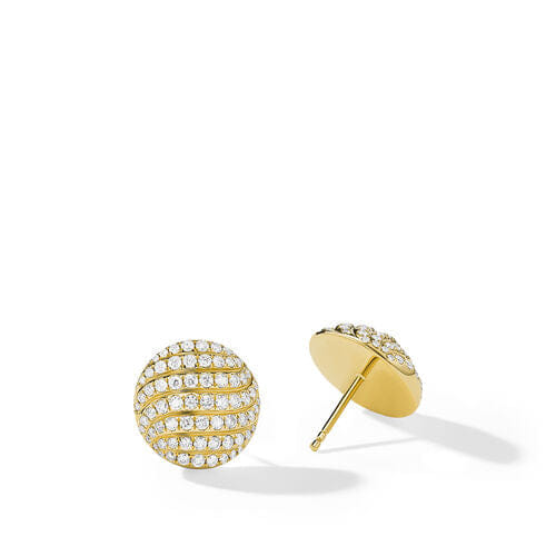 David Yurman Sculpted Cable Stud Earrings in 18K Yellow Gold with Diamonds