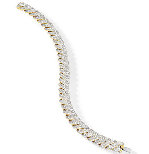 David Yurman Sculpted Cable Bracelet in 18K Yellow Gold with Diamonds, Size Medium