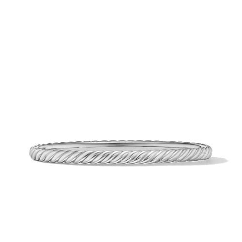 David Yurman Sculpted Cable Bangle Bracelet in 18K White Gold, Size Medium