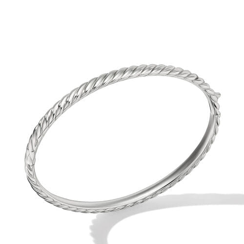 David Yurman Sculpted Cable Bangle Bracelet in 18K White Gold, Size Medium