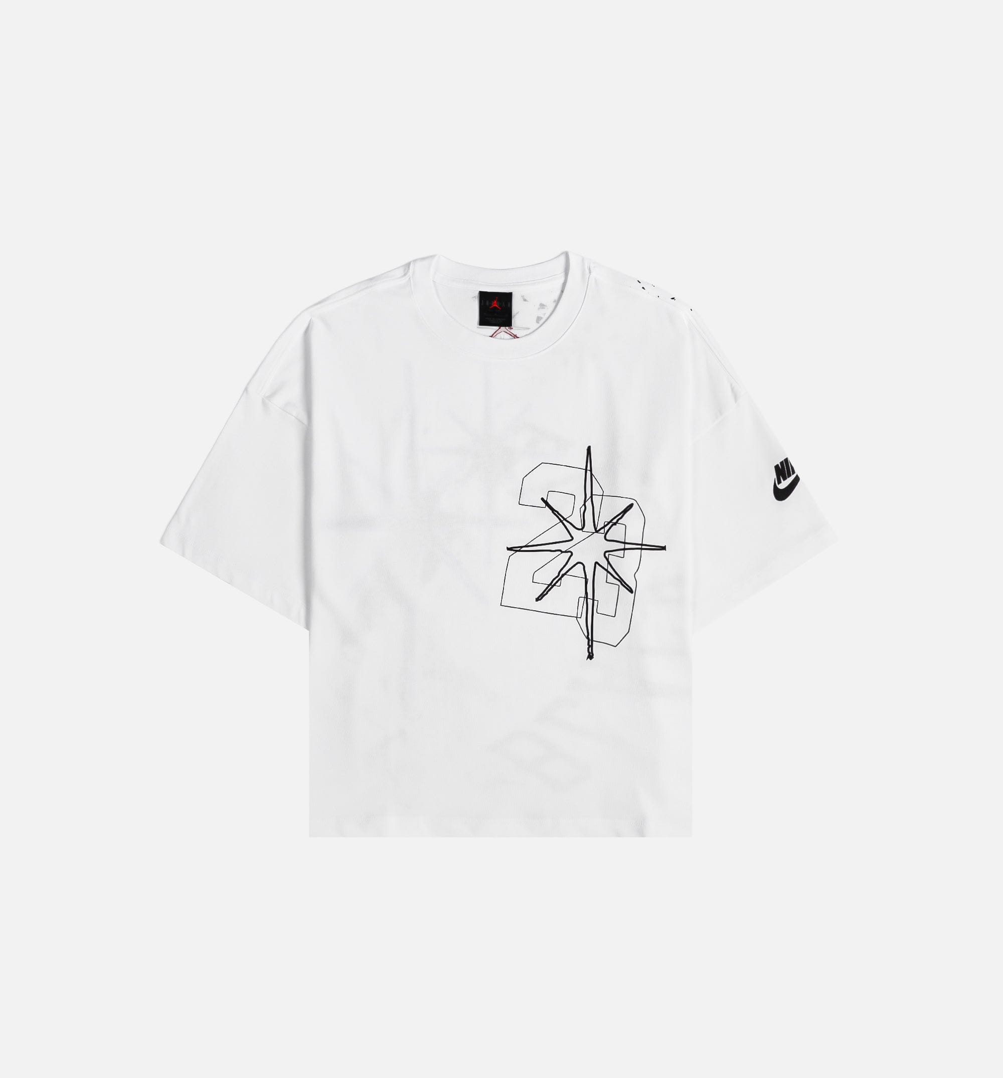 Air Jordan Black Cat Star Mens Short Sleeve Shirt - White