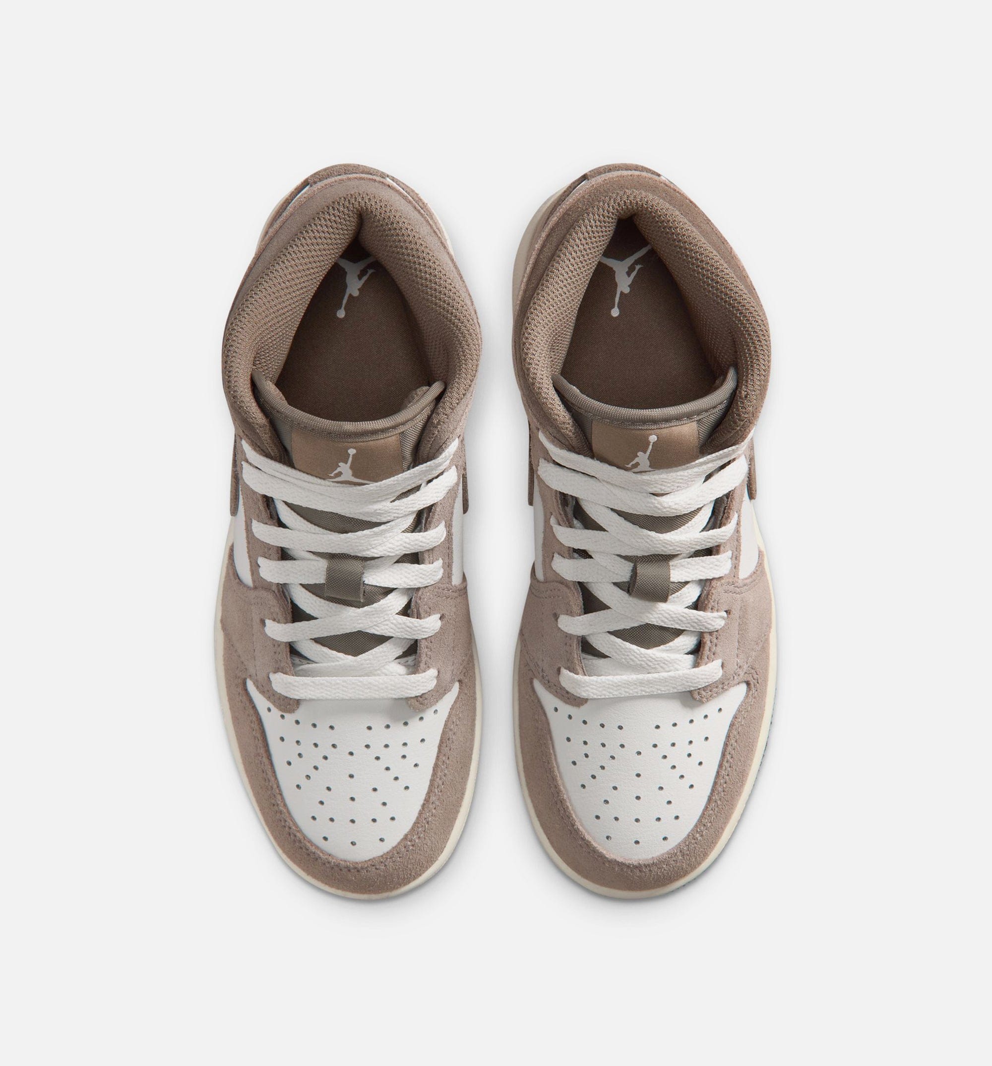 Air Jordan 1 Mid Grade School Lifestyle Shoe - Enigma Stone/Olive Grey/Summit White