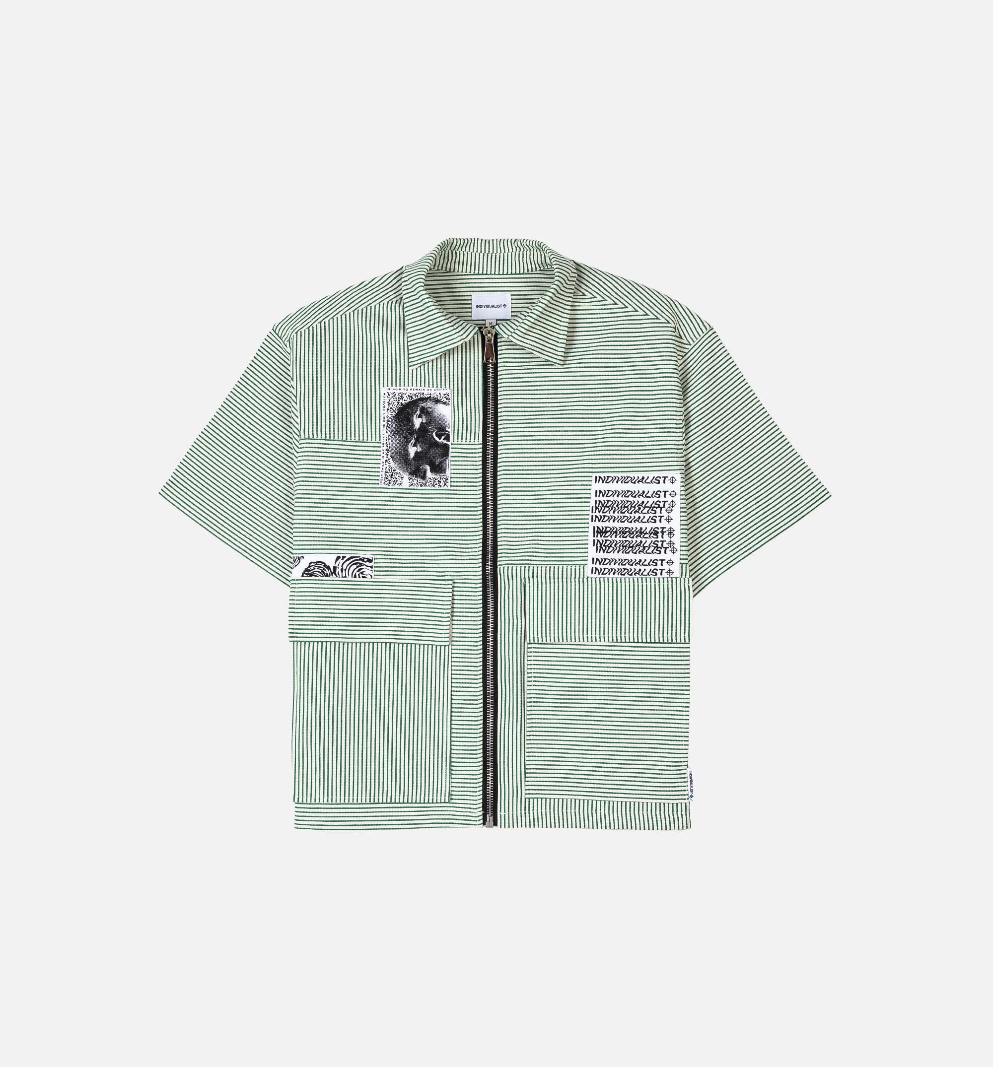 INDIVIDUALIST 3 Panel Zip Up Work Mens Short Sleeve Shirt - Dijon