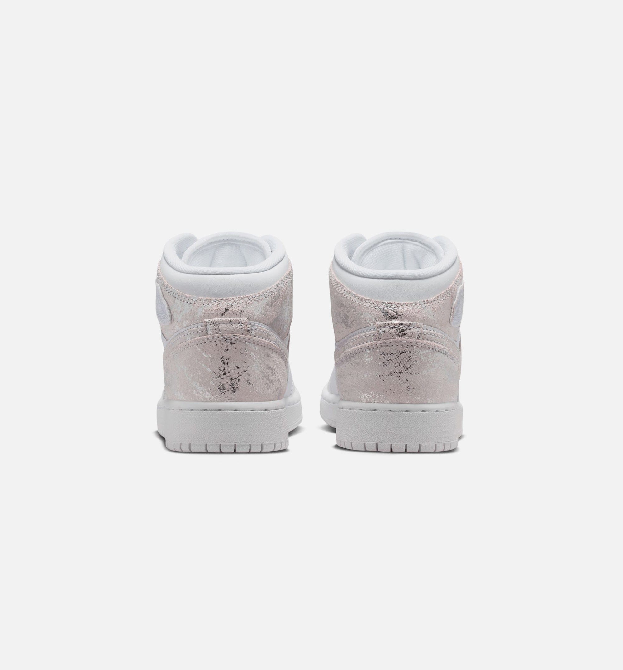 Air Jordan 1 Mid SE Grade School Lifestyle Shoe - White/Field Silver
