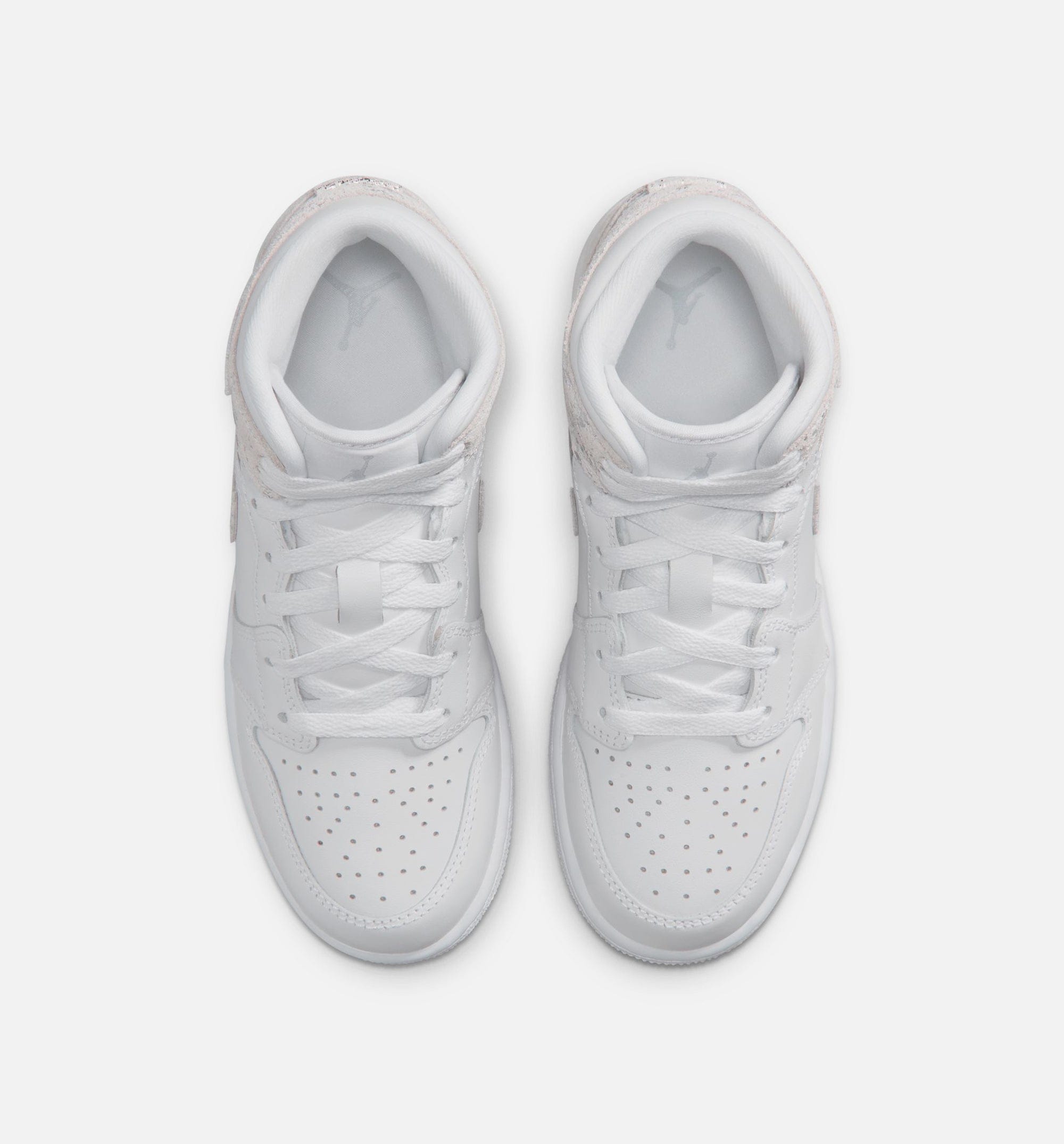 Air Jordan 1 Mid SE Grade School Lifestyle Shoe - White/Field Silver