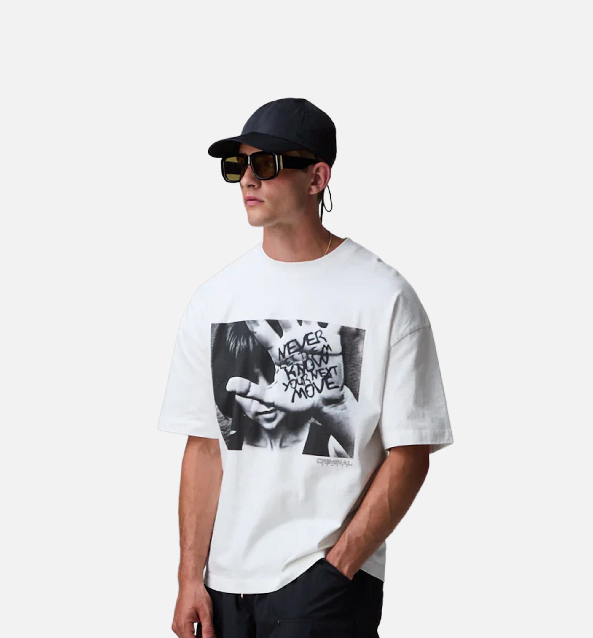 CRIMINAL DAMAGE Cover Up Mens Short Sleeve Shirt - White