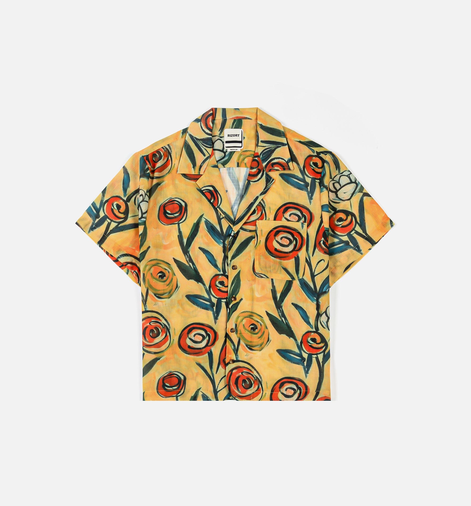 RIZORT Brush Camp Mens Short Sleeve Shirt - Orange