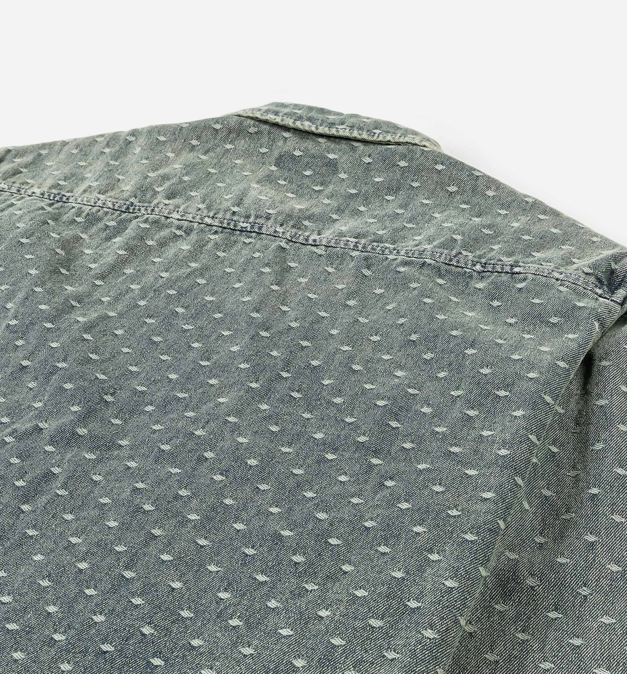 RIZORT Dobby Button Up Mens Short Sleeve Shirt - Blue