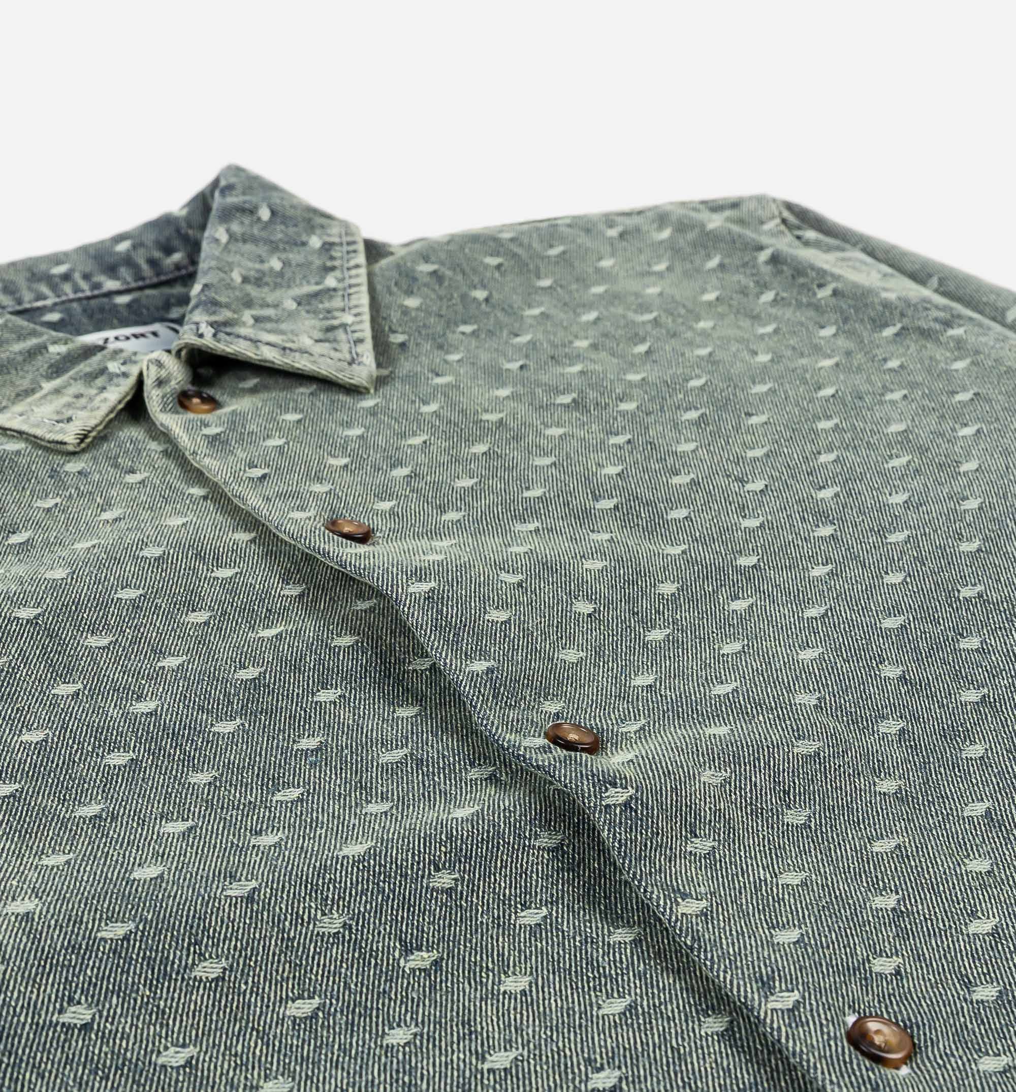 RIZORT Dobby Button Up Mens Short Sleeve Shirt - Blue
