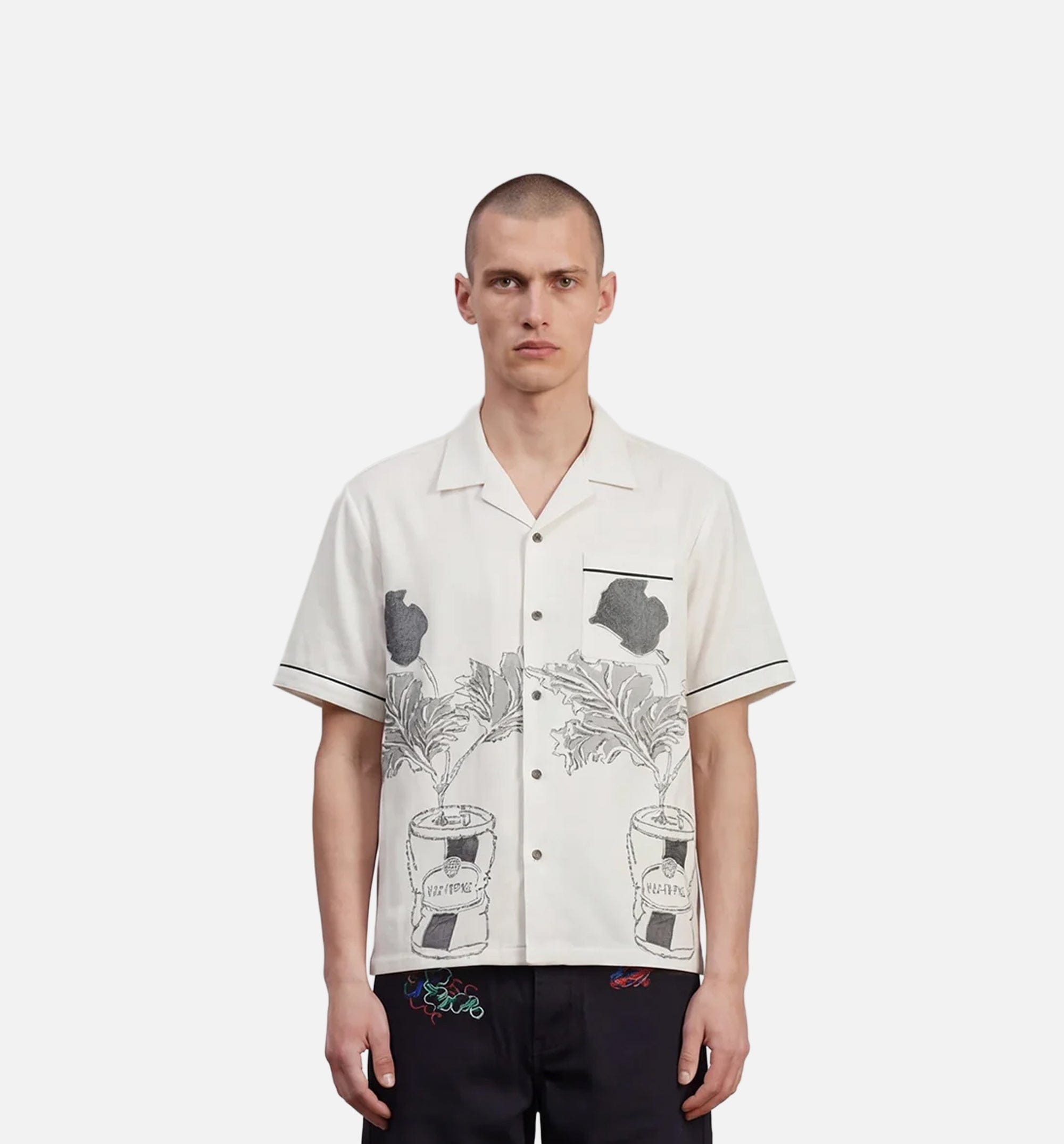 PASDEMER Lattina Mens Short Sleeve Shirt - White/Black