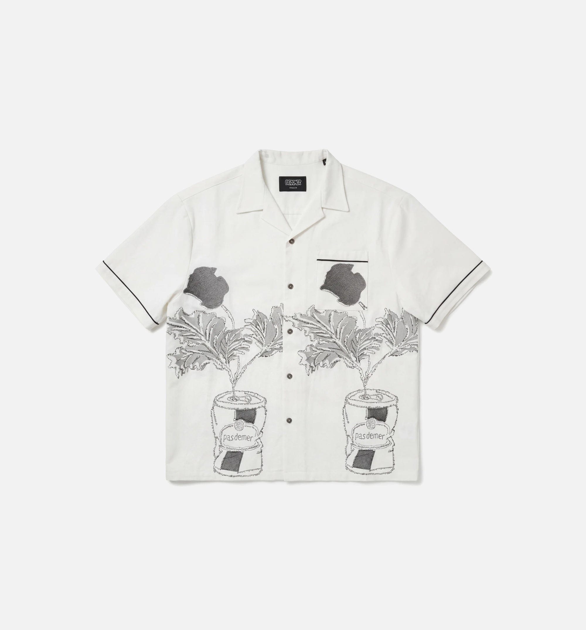 PASDEMER Lattina Mens Short Sleeve Shirt - White/Black