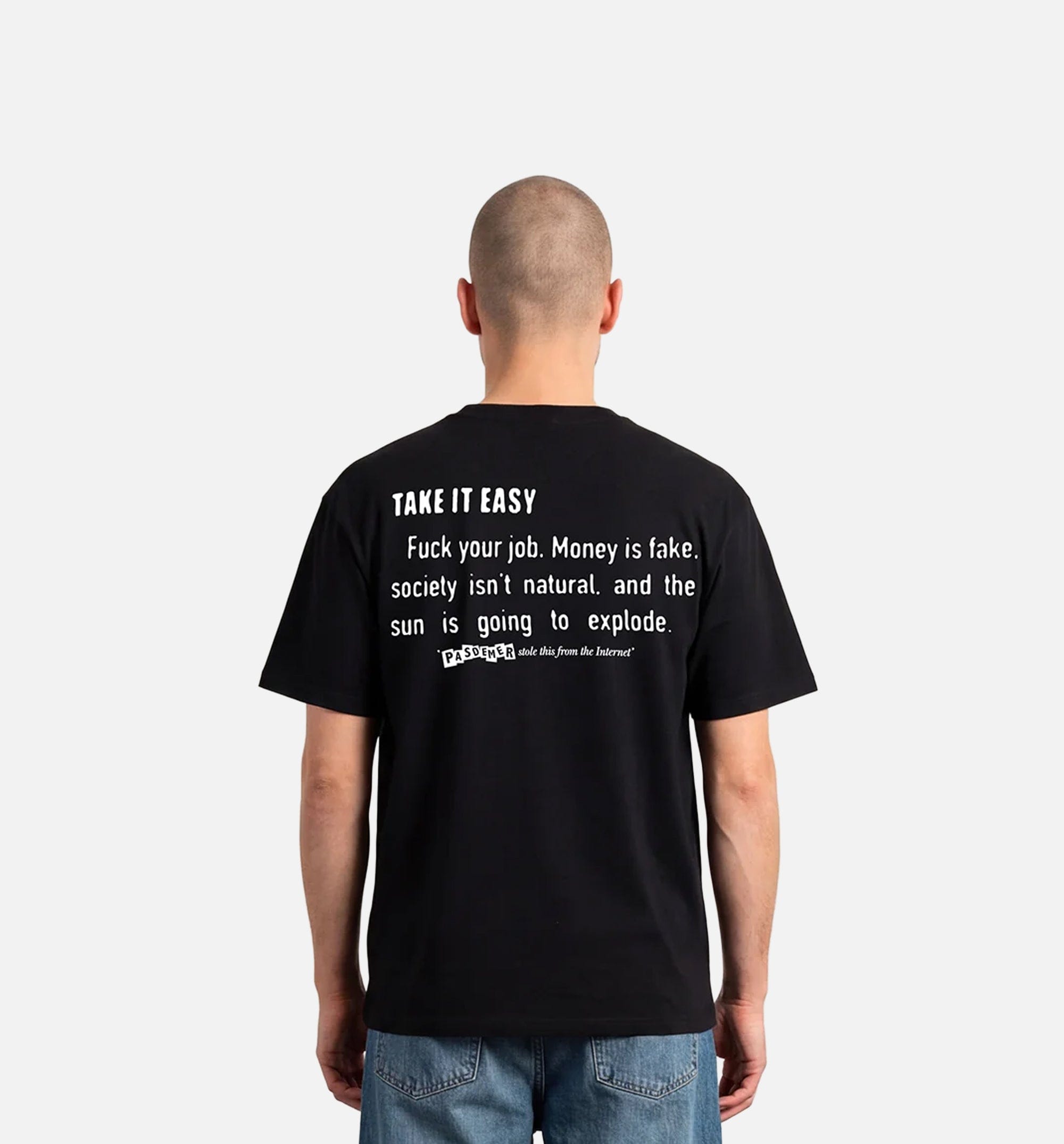 PASDEMER Internet Quotes Mens Short Sleeve Shirt - Black