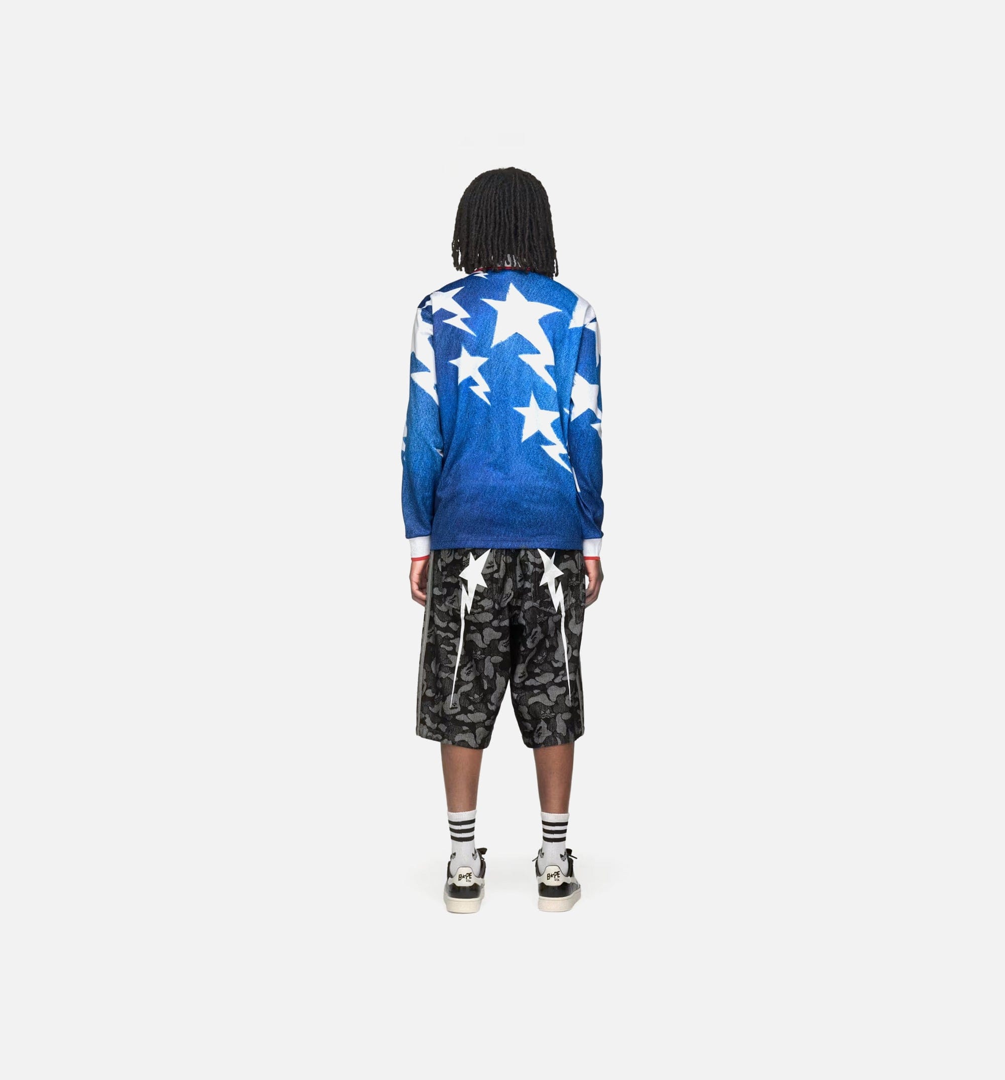 adidas Bape Star Mens Long Sleeve Jersey - Medium Blue Denim