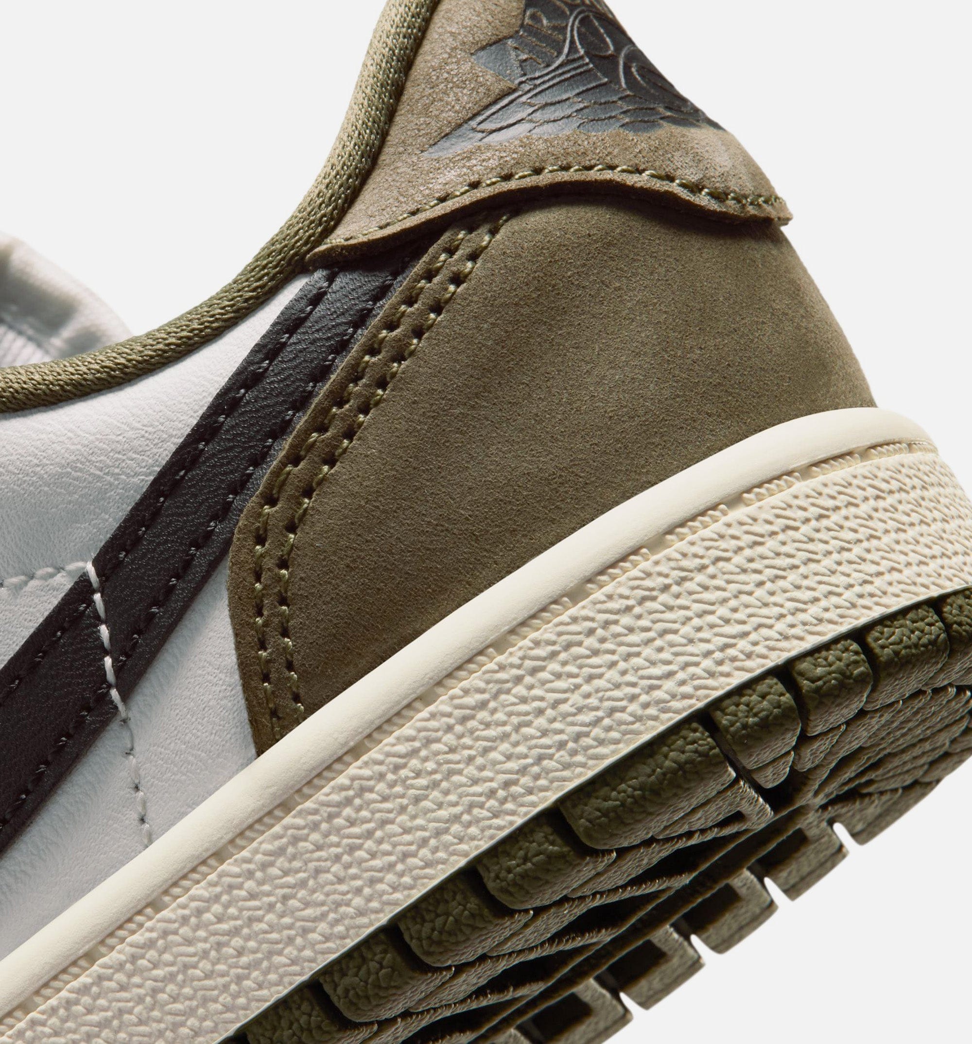 Air Jordan 1 Low OG Medium Olive And Summit White Preschool Lifestyle Shoe - Medium Olive/Black/Summit White/Sail