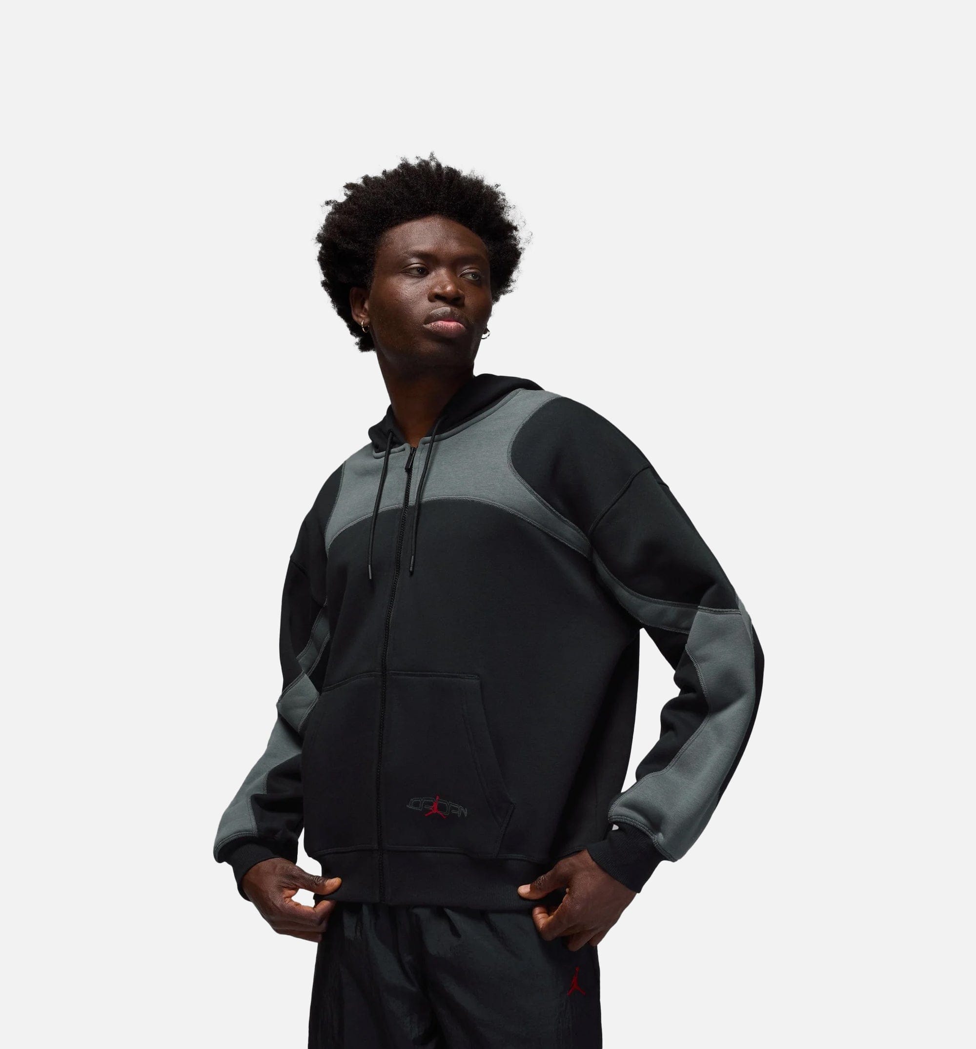 Air Jordan Oversized Fleece Full Zip Mens Hoodie - Black