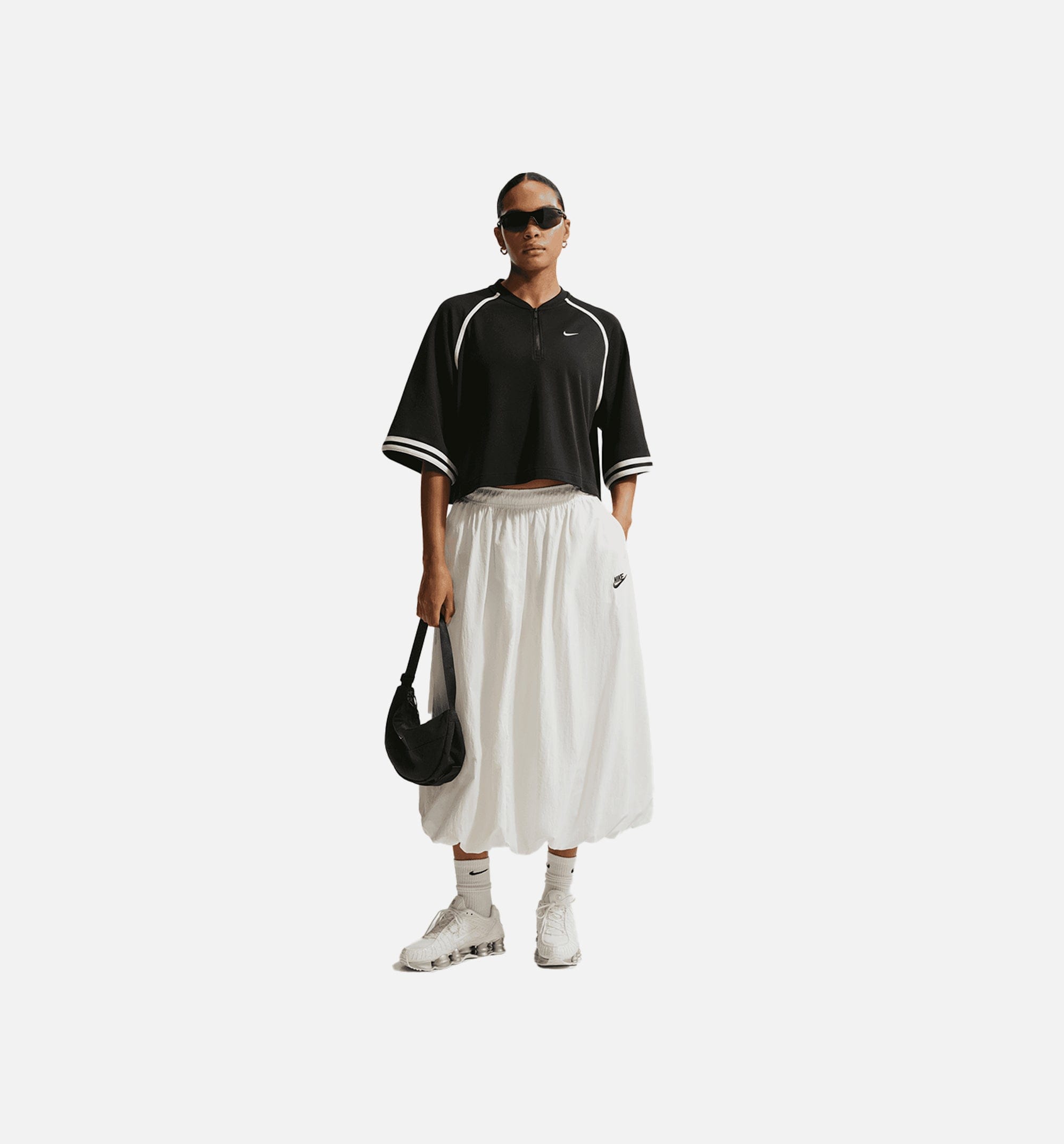 Nike Oversized Drop Shoulder Womens Short Sleeve Shirt - Black/Black