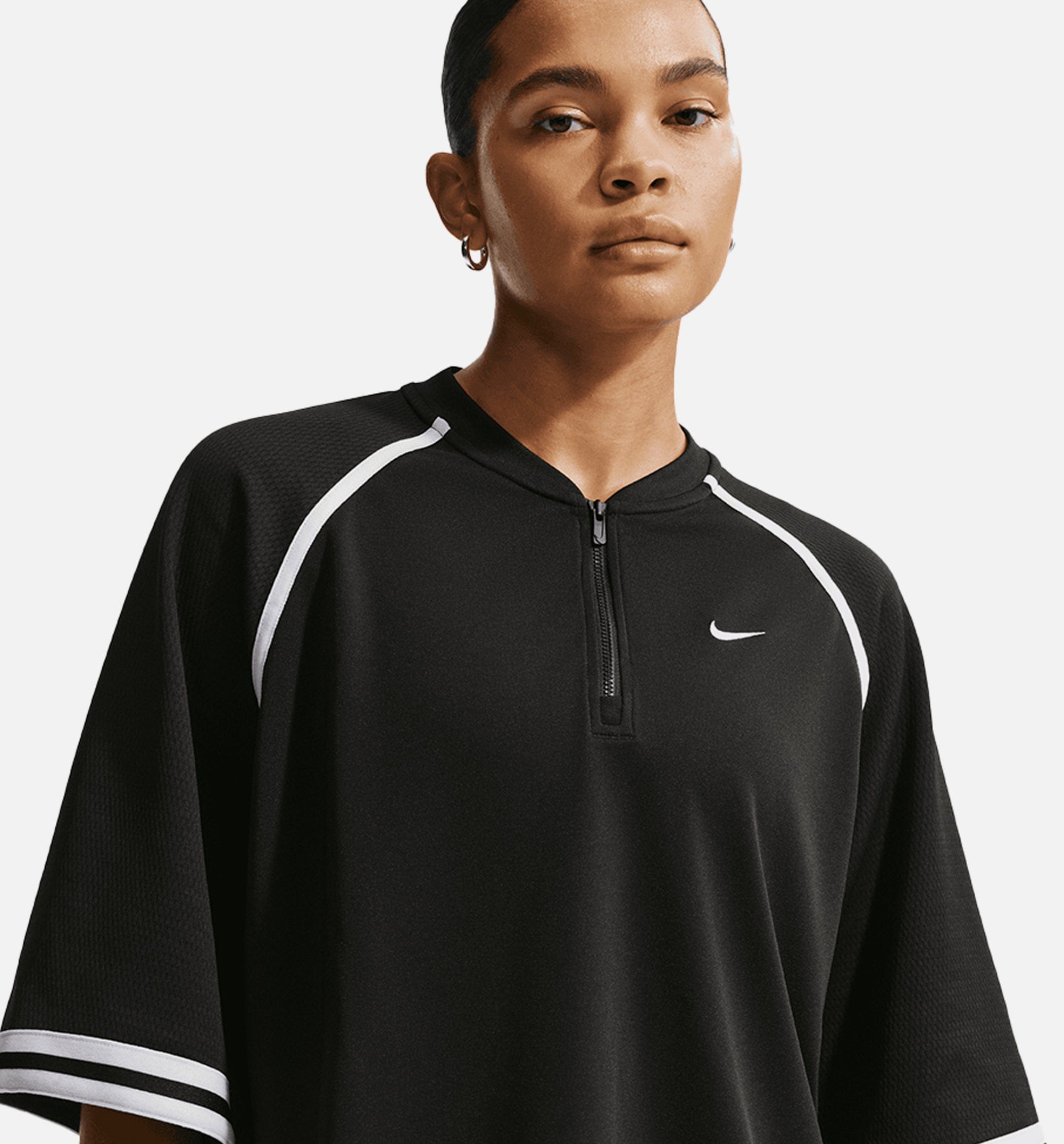 Nike Oversized Drop Shoulder Womens Short Sleeve Shirt - Black/Black