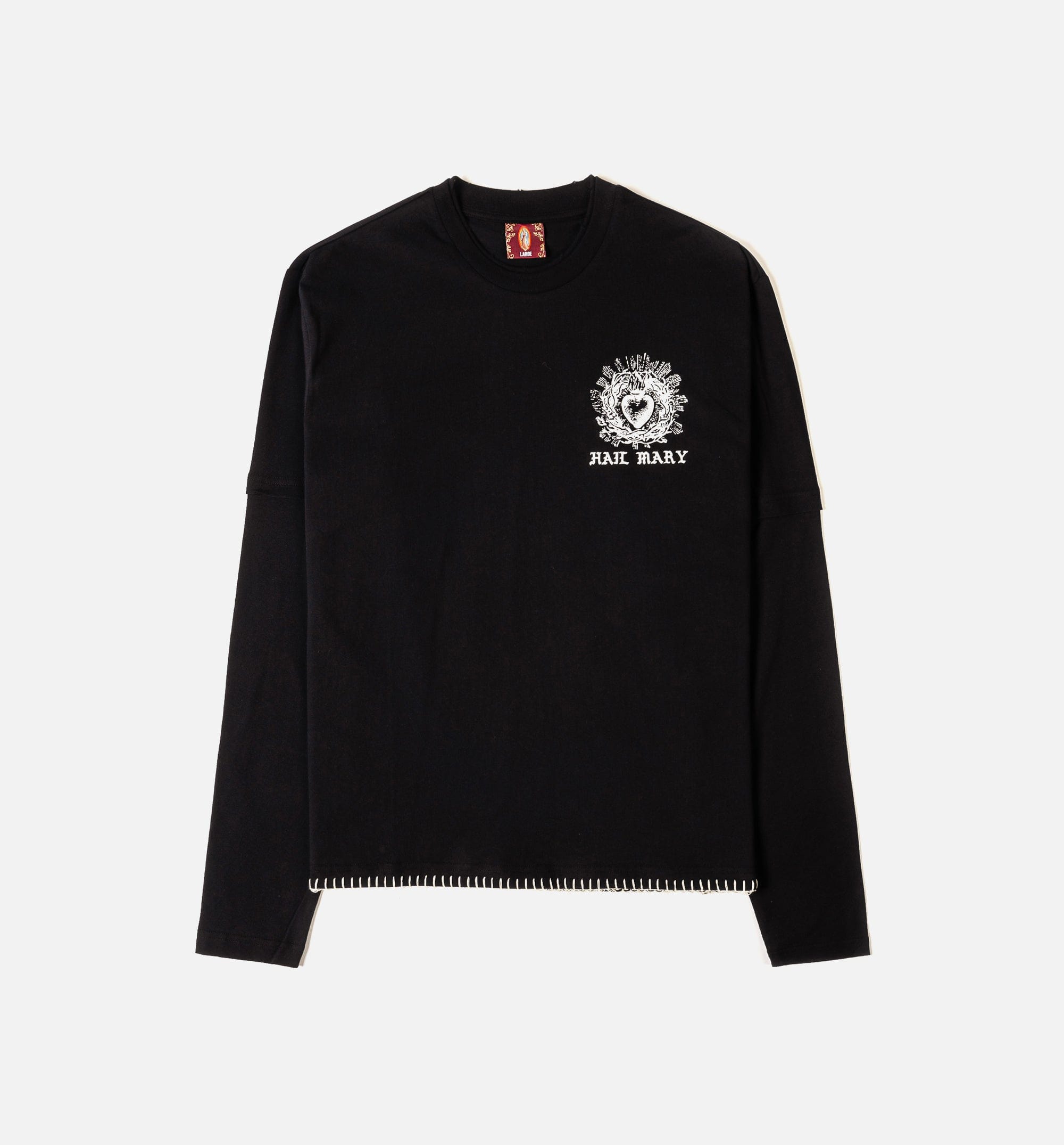 CTHDRL Hail Mary Mens Long Sleeve Shirt (Black/White)