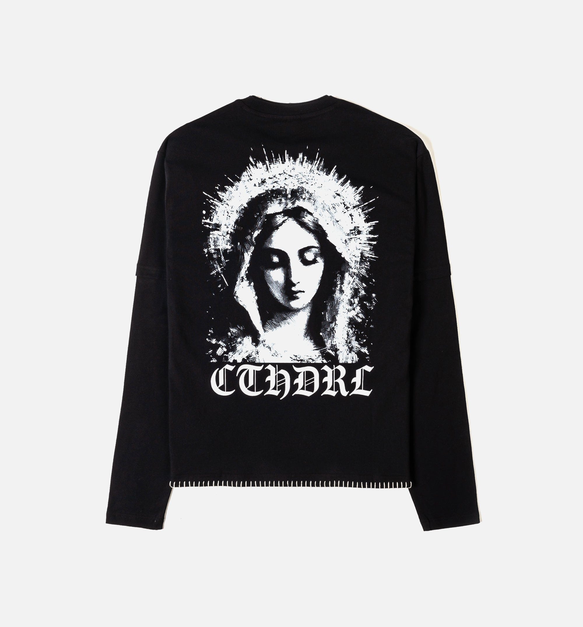 CTHDRL Hail Mary Mens Long Sleeve Shirt (Black/White)