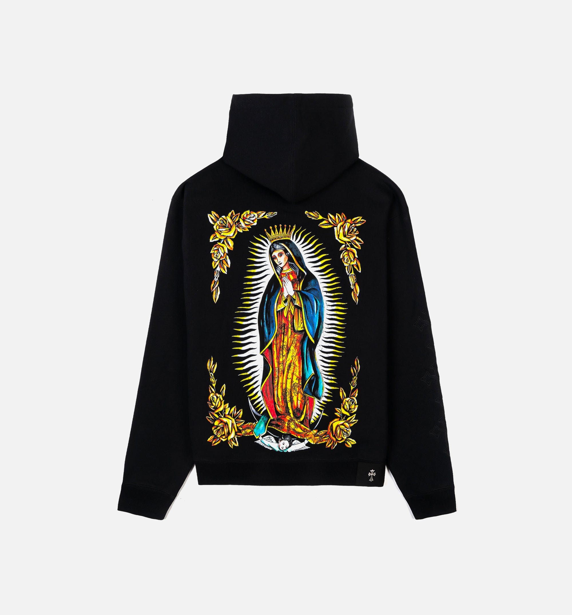 CTHDRL Gold Rose Guadalupe Pullover Mens Hoodie (Black/Gold)
