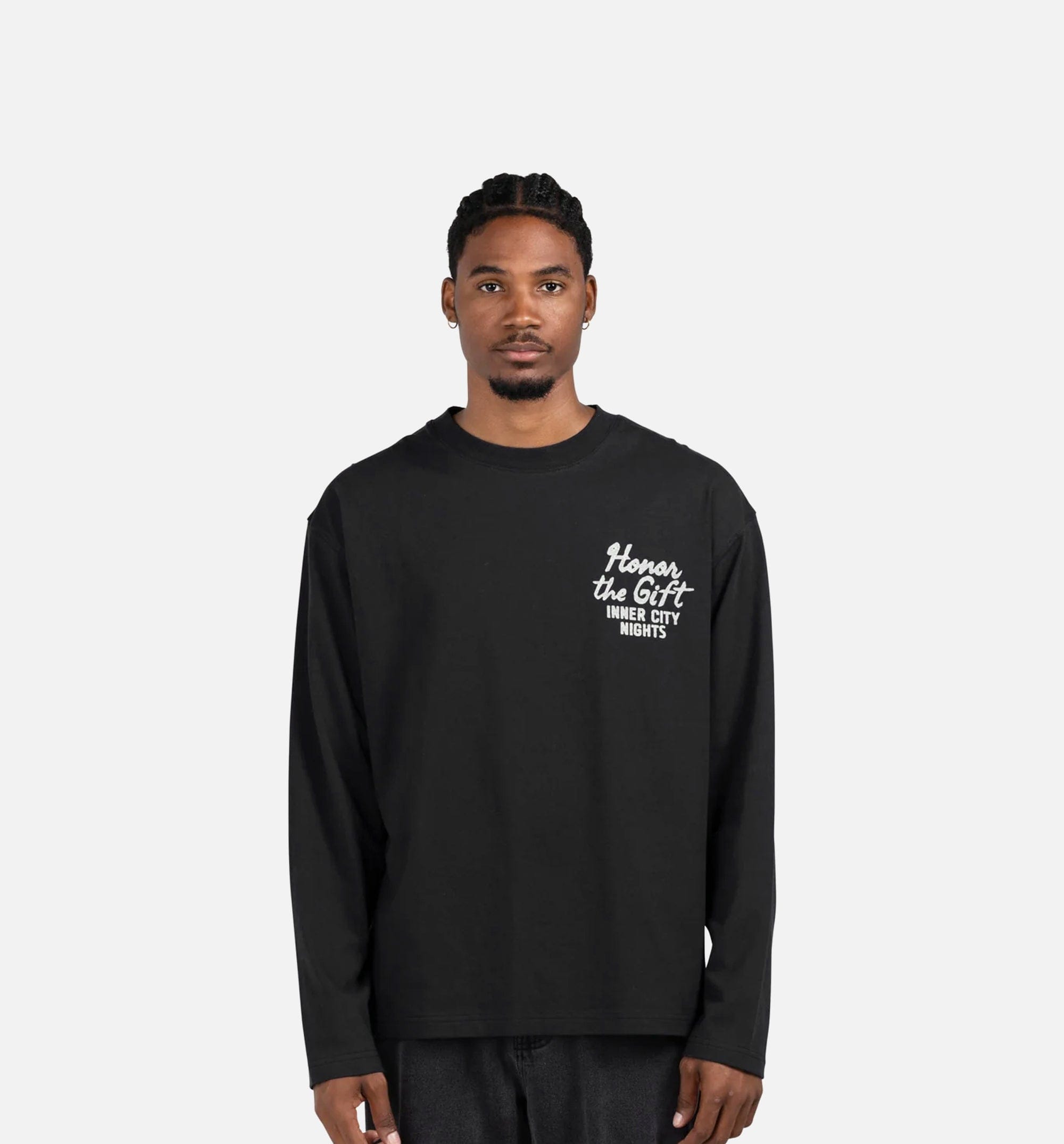 HONOR Late Night Dining Mens Long Sleeve Shirt - Black