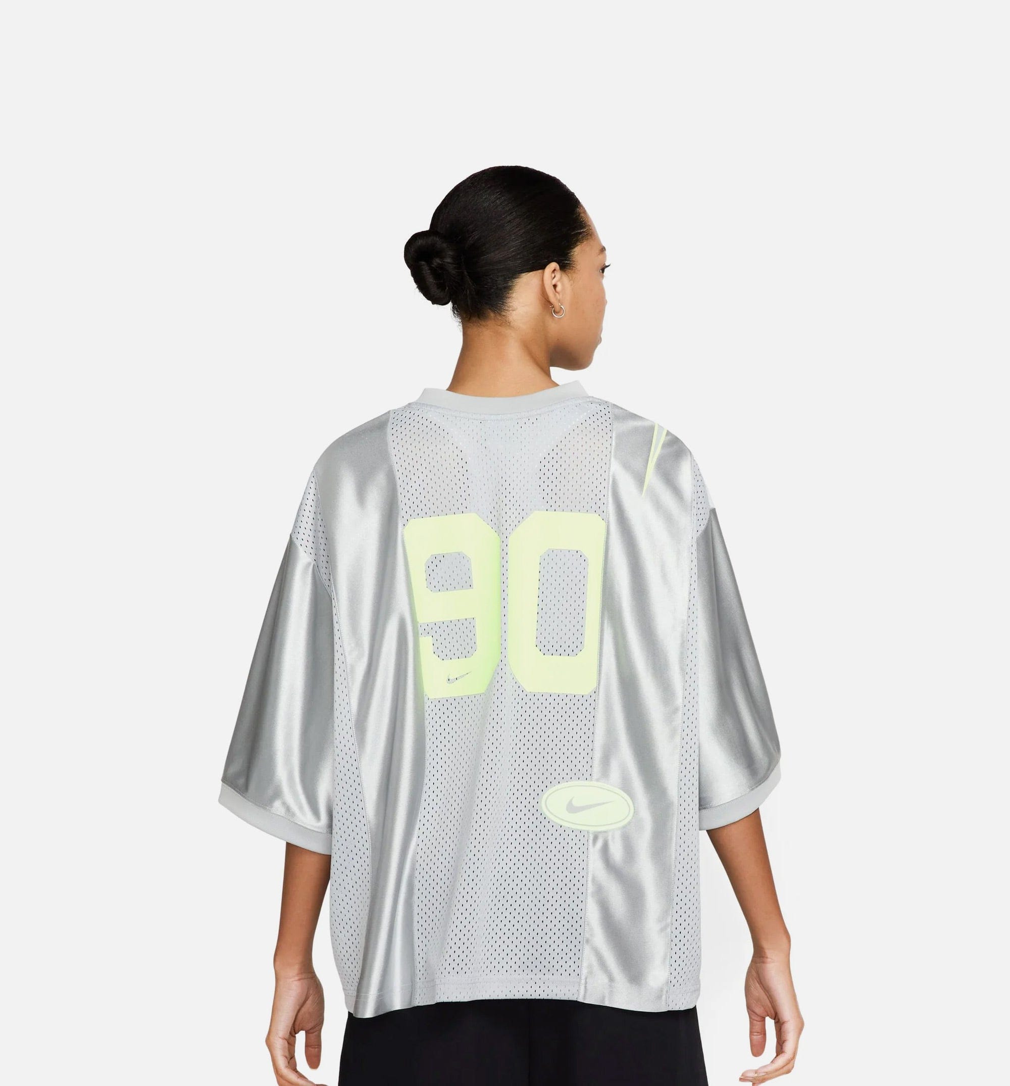 Nike NSW Oversized Graphic Womens Jersey - Light Smoke Grey/Barely Volt