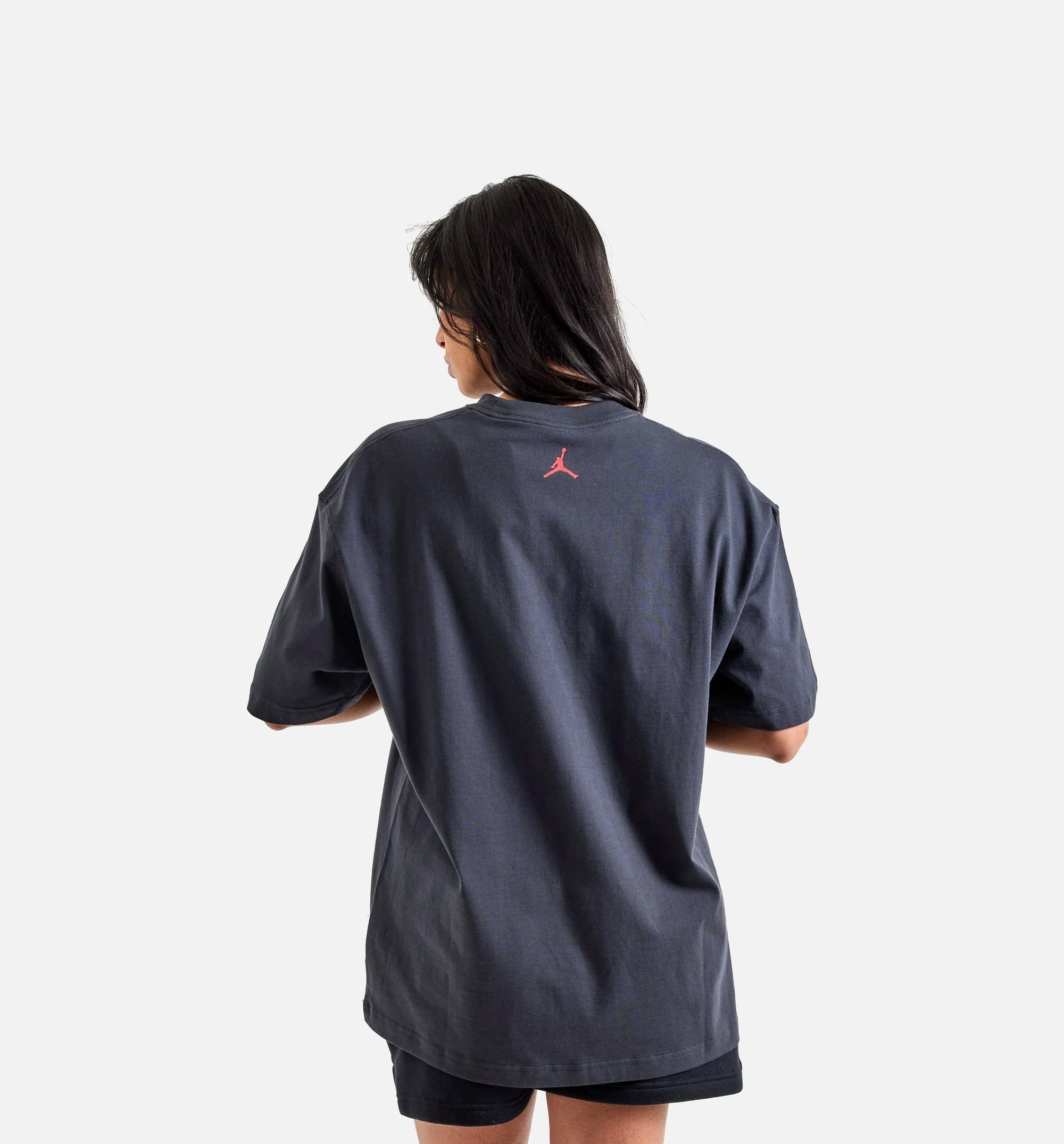 Air Jordan Oversized Graphic Tee Womens Short Sleeve Shirt - Black