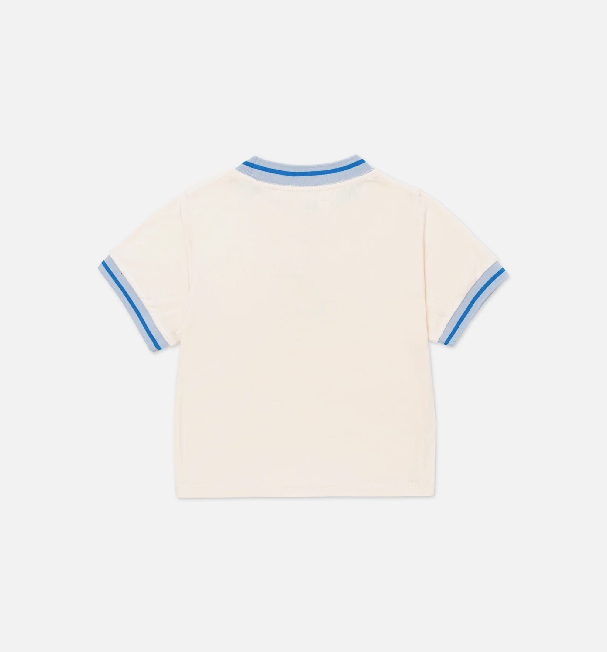 HONOR Multi Color Ringer Womens Short Sleeve Shirt - Blue/Cream