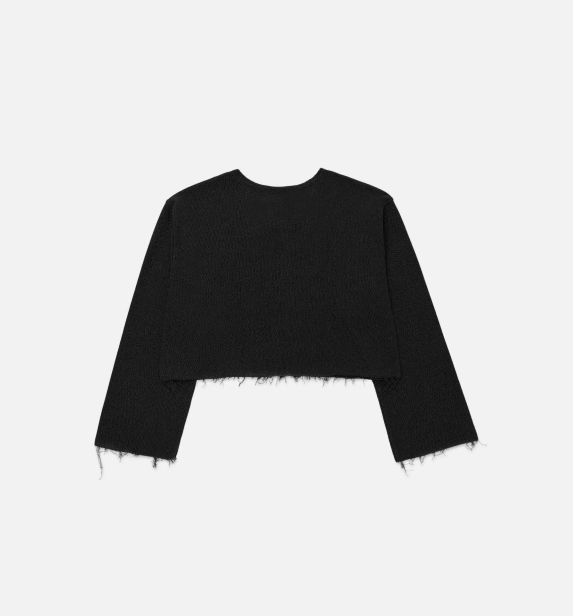 HONOR Round Crop Zip Crew Womens Sweatshirt - Black