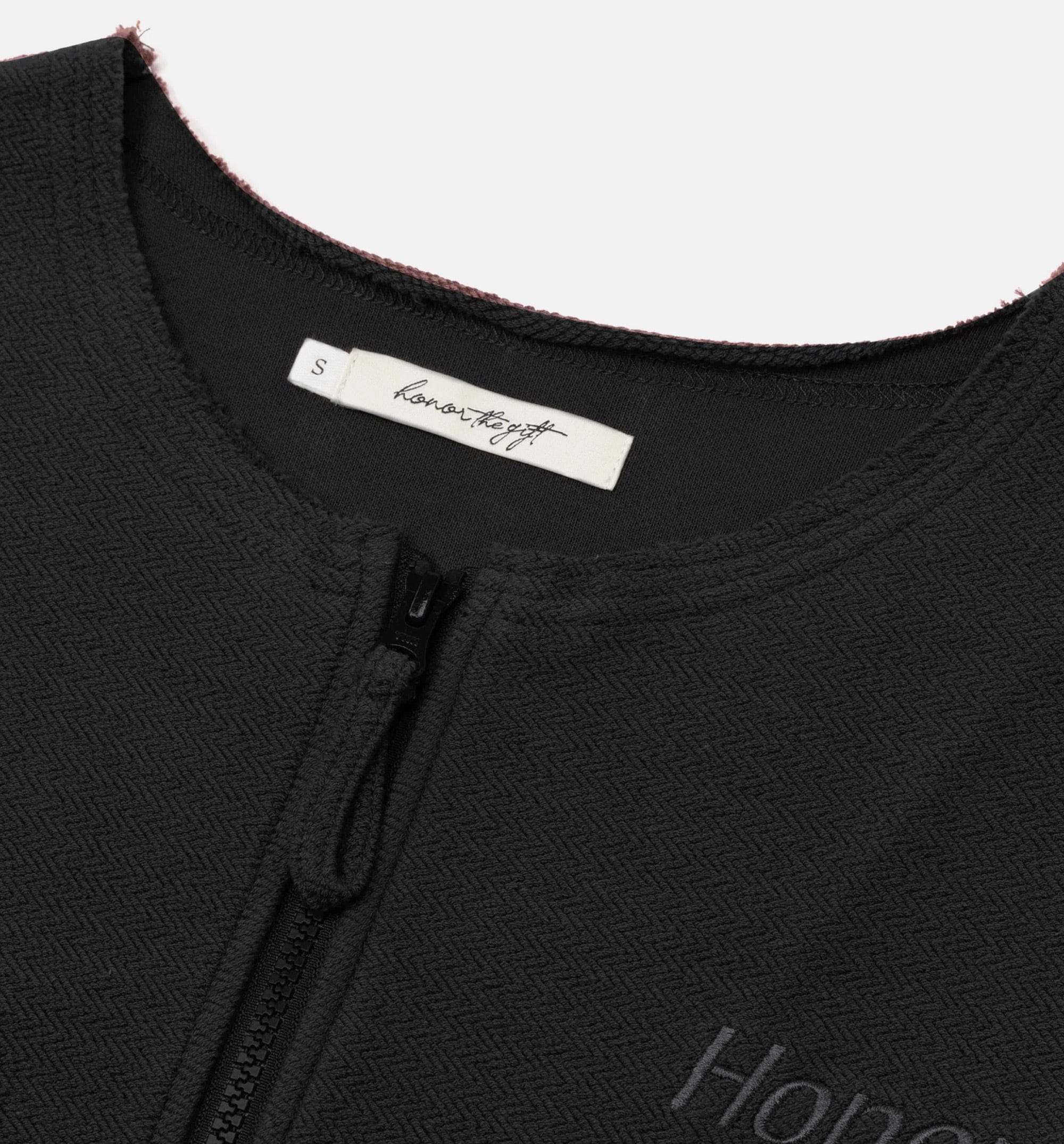 HONOR Round Crop Zip Crew Womens Sweatshirt - Black