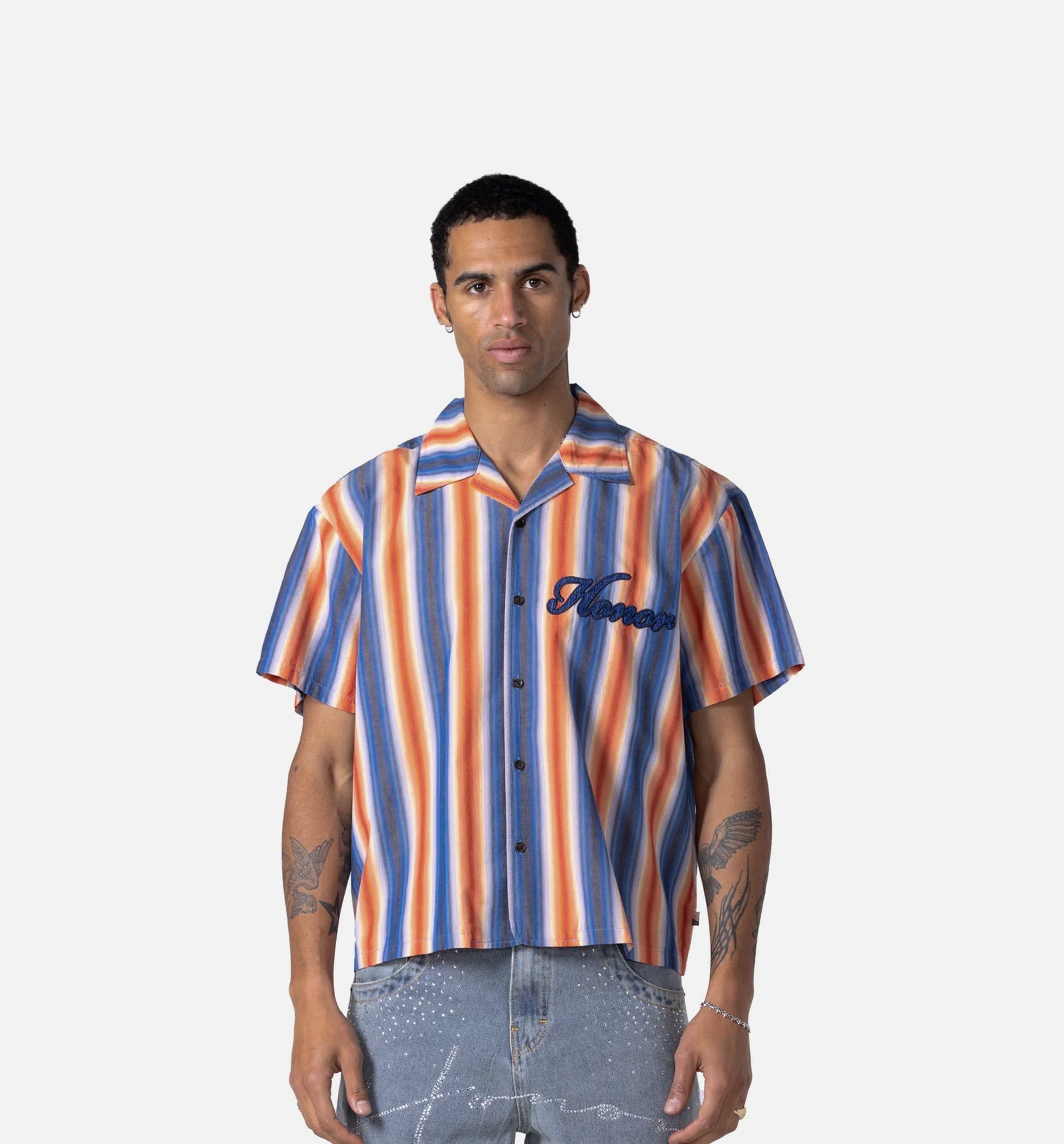 HONOR Auto Shop Camp Mens Short Sleeve Shirt - Multi/Orange