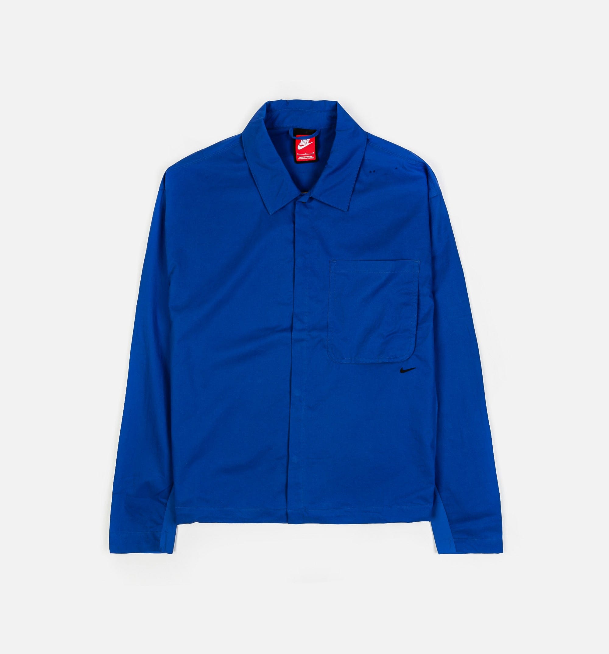 Nike NSW Tech Button Down Top Mens Long Sleeve Shirt - Blue/Black