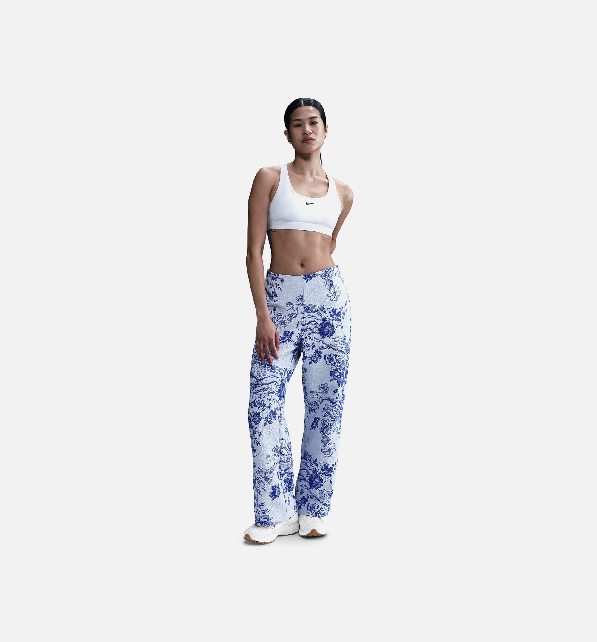 Nike Mid Rise Jacquard Womens Track Pants - White/Hyper Royal