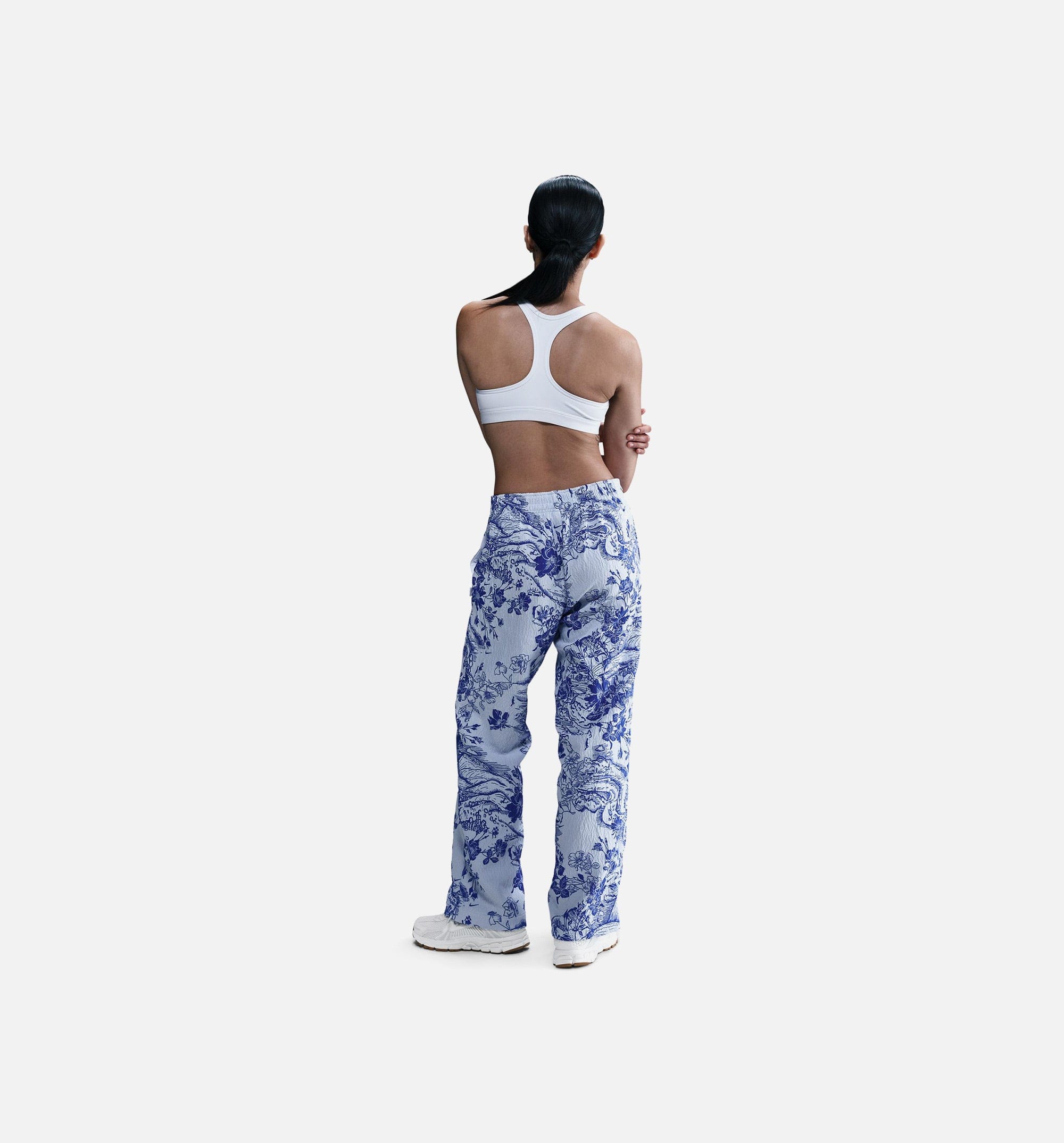 Nike Mid Rise Jacquard Womens Track Pants - White/Hyper Royal