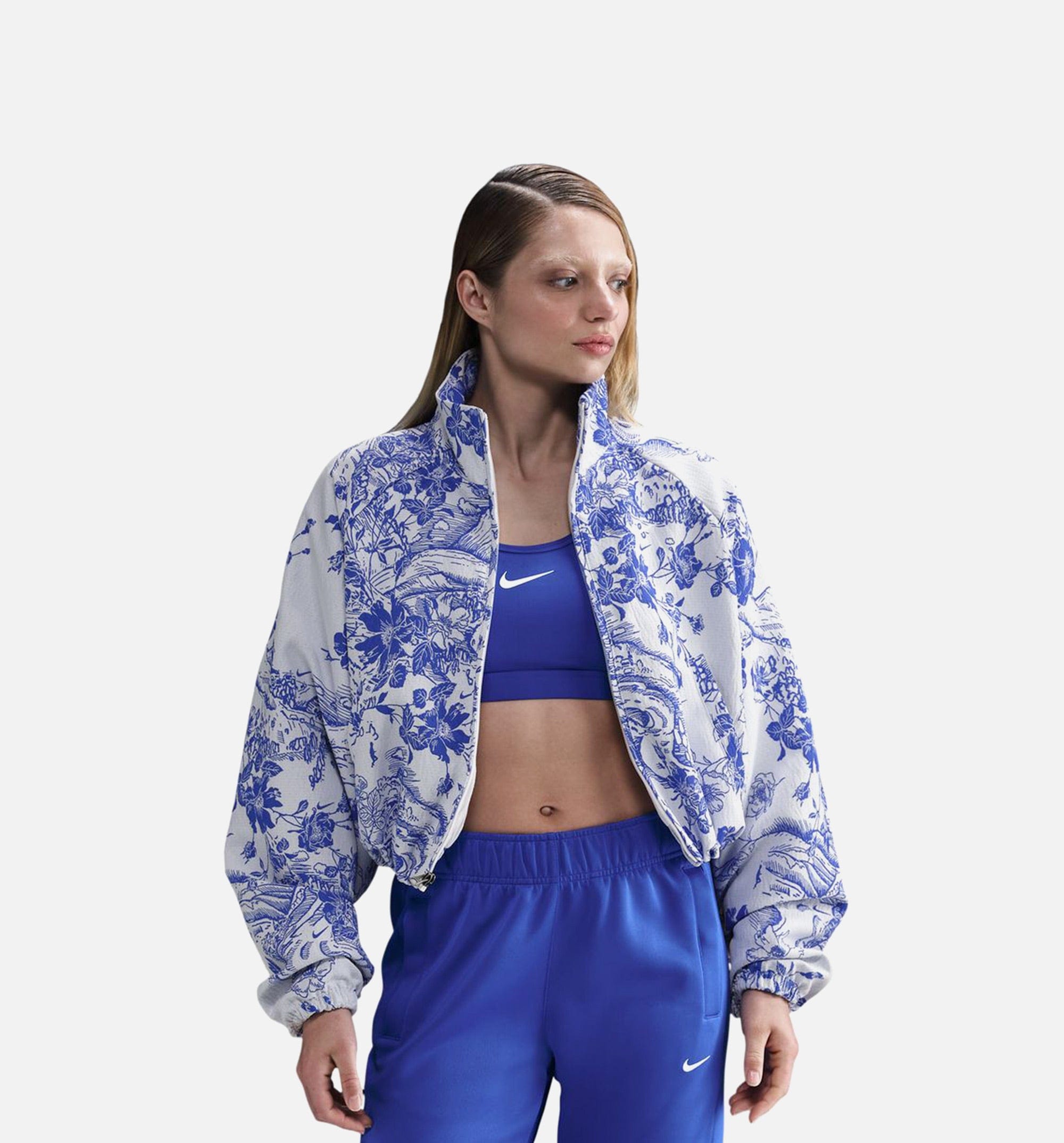 Nike NSW Jacquard Womens Track Jacket - White/Hyper Royal