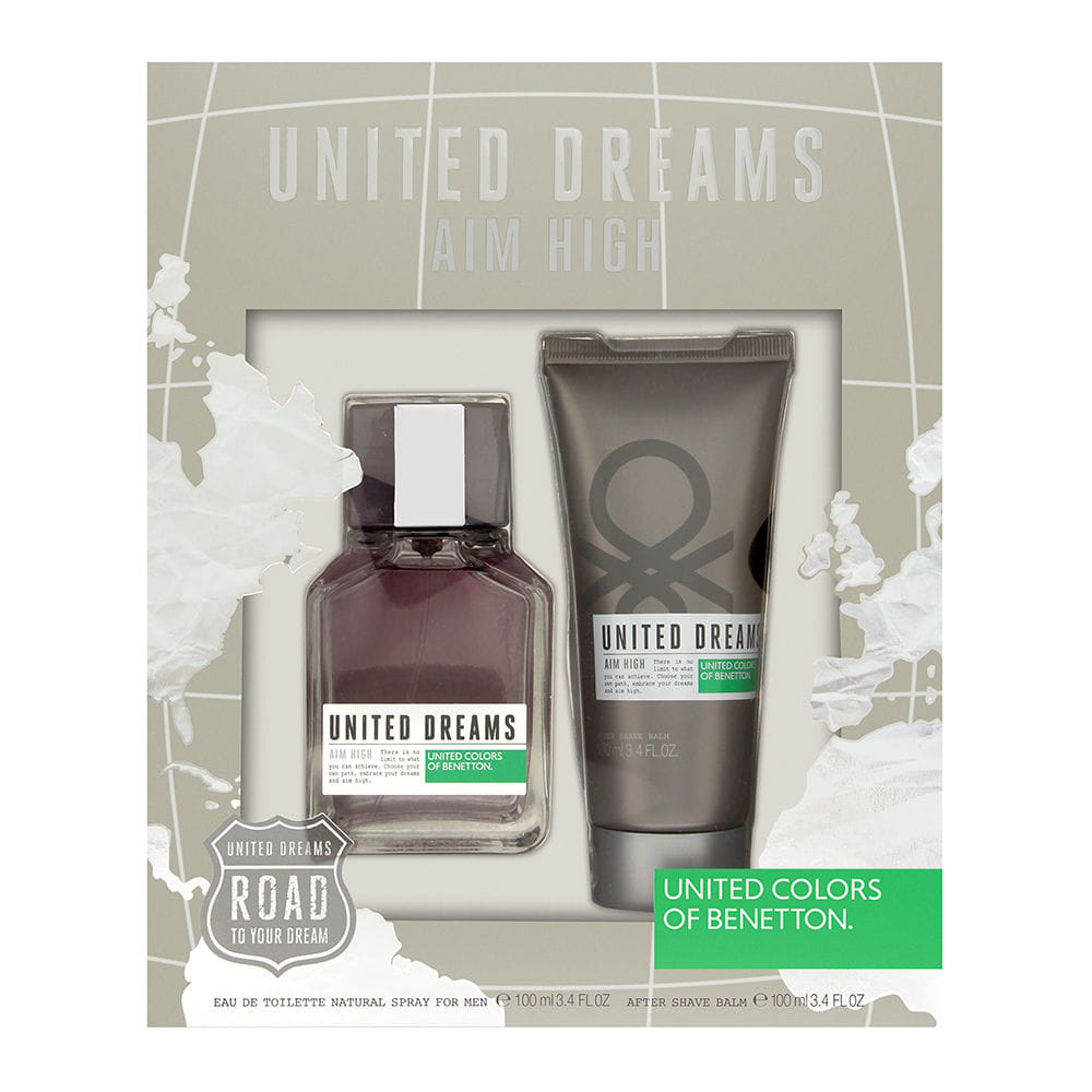 United Colors of Benetton United Dreams Aim High by United Colors of Benetton for Men 2 Piece Set Includes: 3.4 oz Eau de Toilette Spray + 3.4 oz After Shave Balm