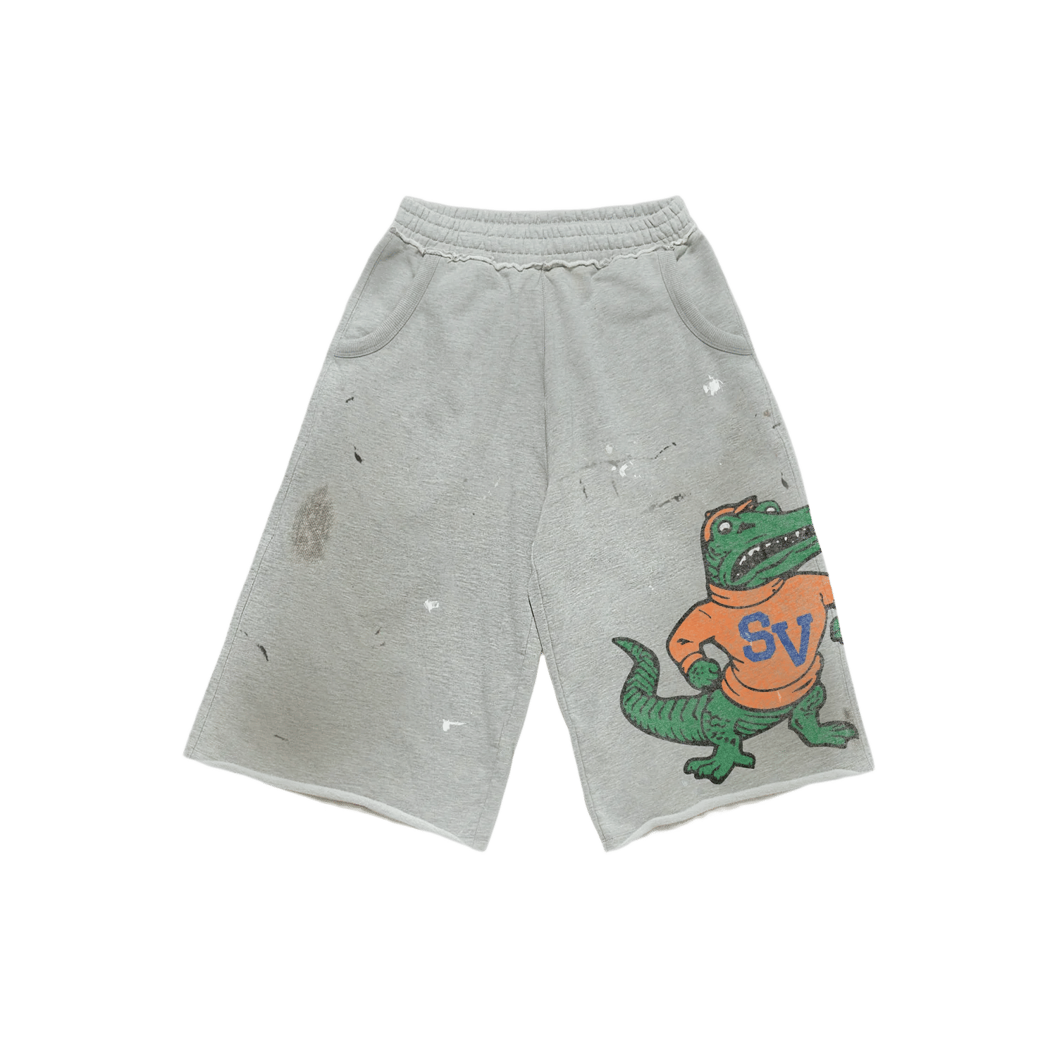 Saint Vanity Gator Long Shorts Grey